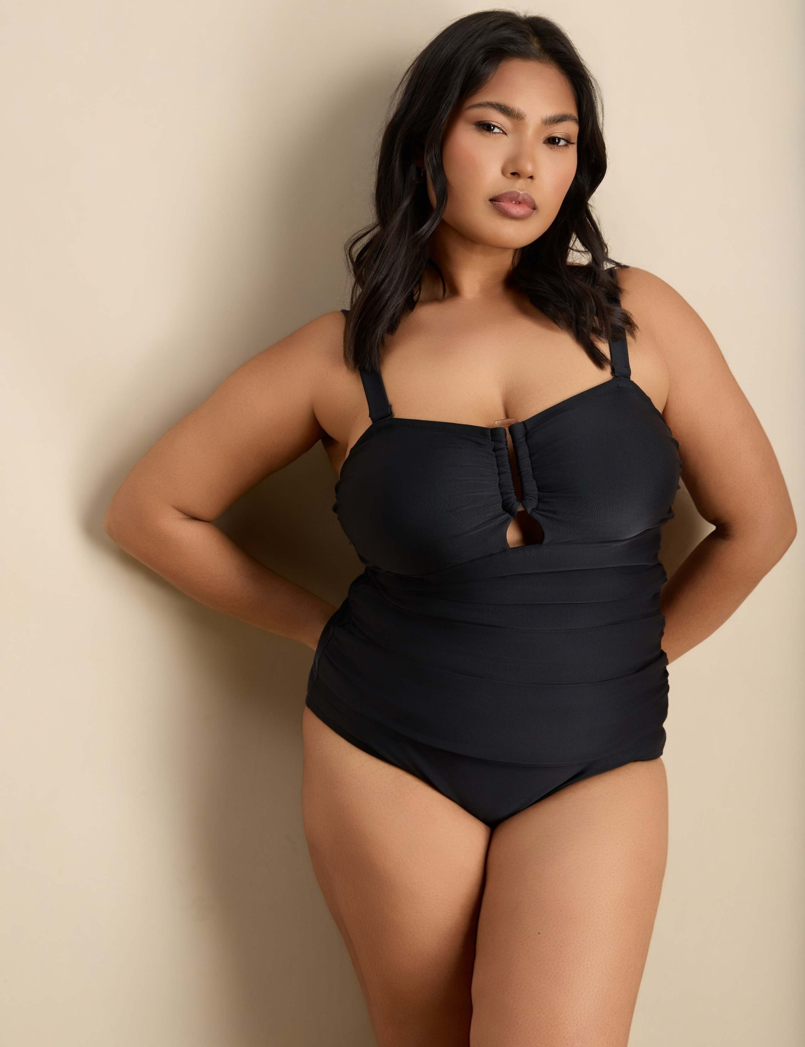 Printed Padded Cut Out Sweetheart Tankini Top 1 of 5