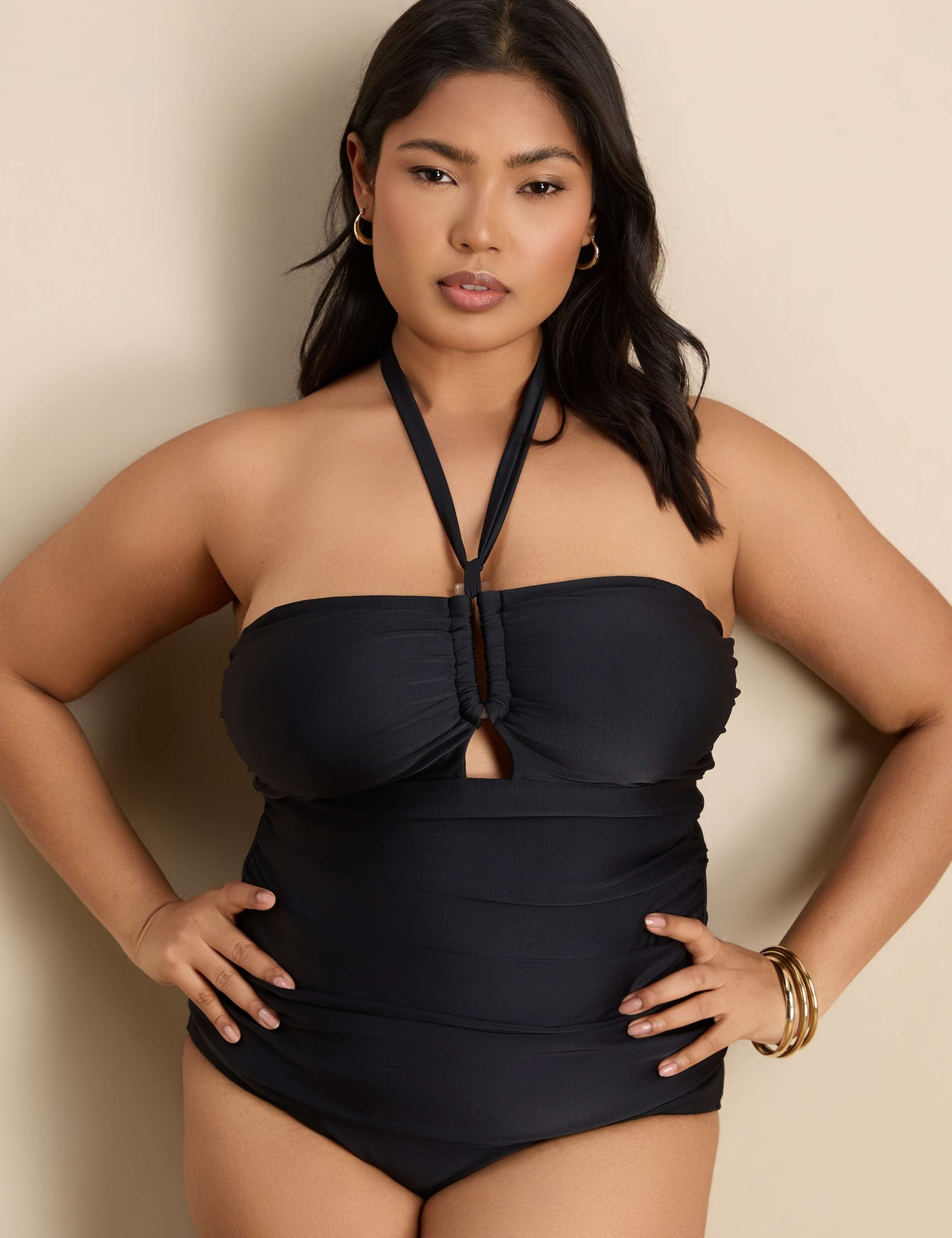 Printed Padded Cut Out Sweetheart Tankini Top 3 of 5