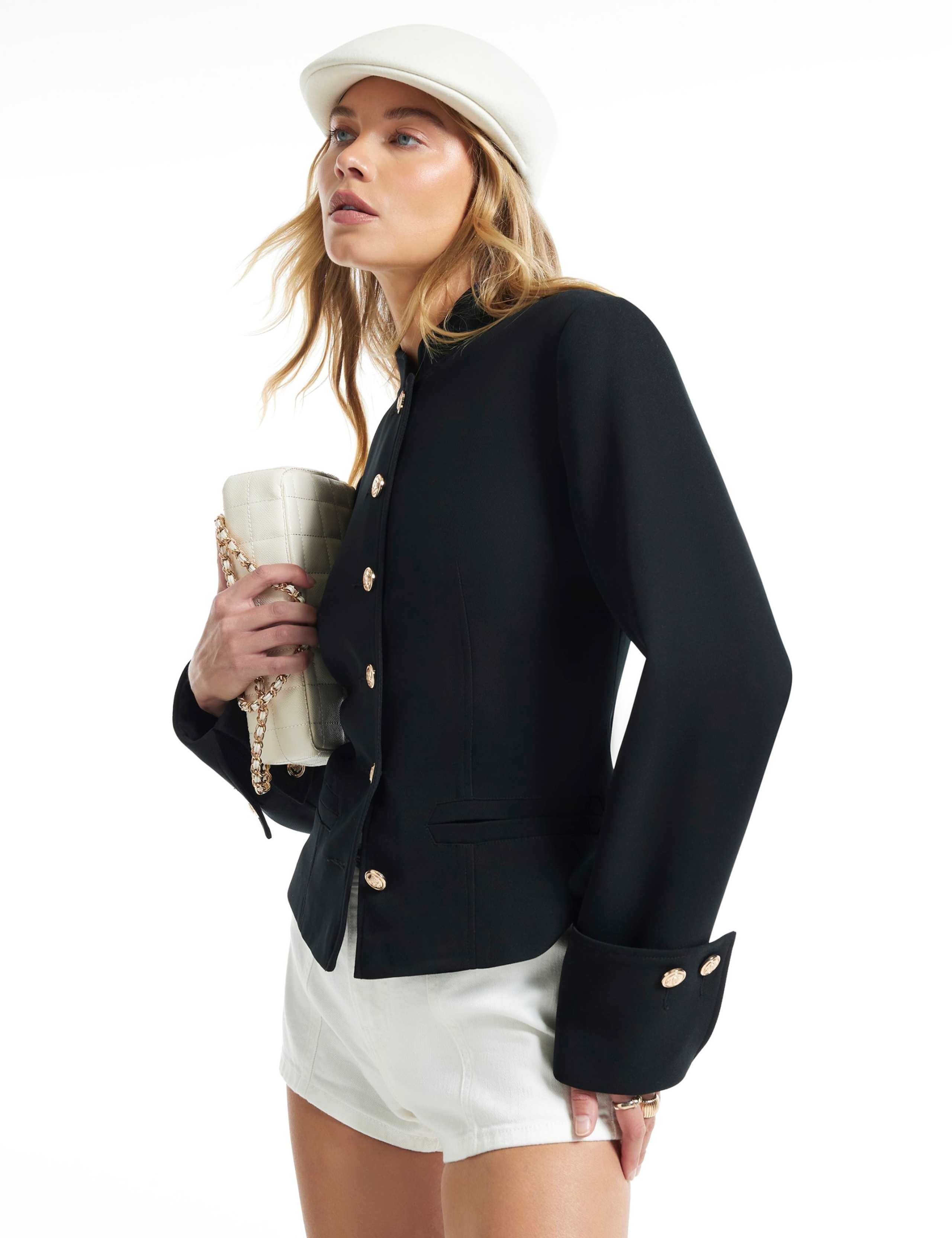 High Neck Fitted Military Jacket 1 of 4