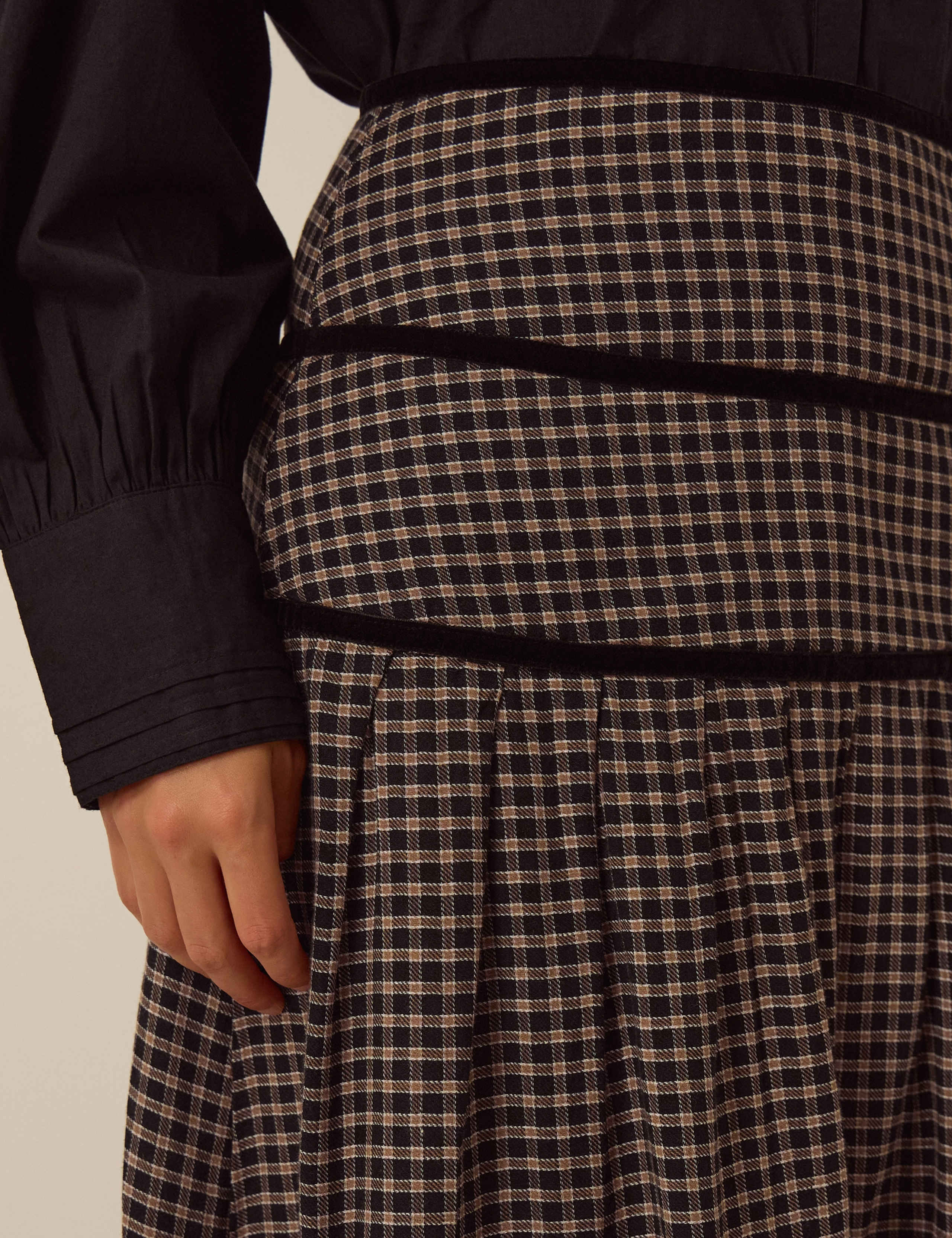Pure Cotton Checked Tiered Midi Skirt 5 of 5