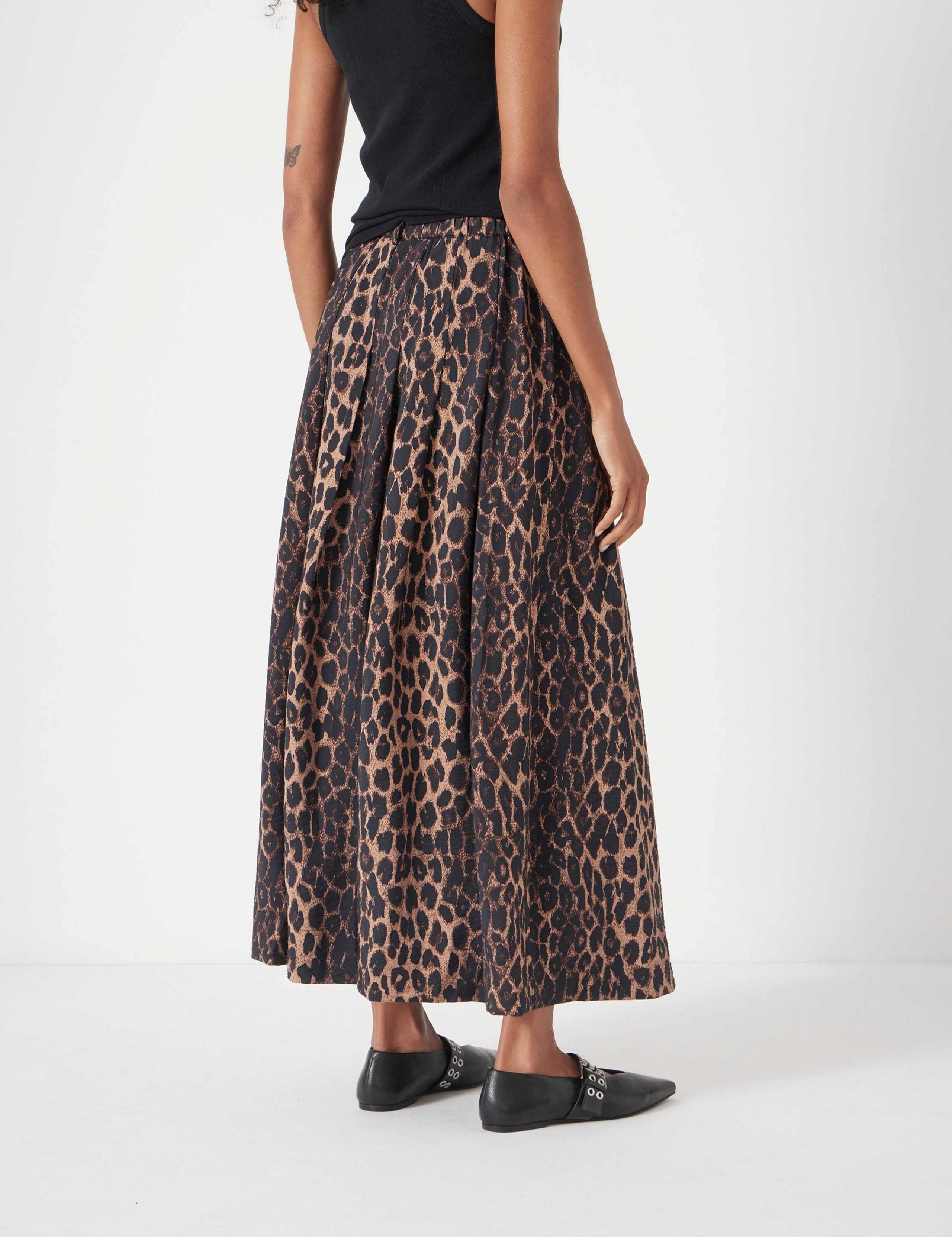 Leopard Print Pleated Midi Skirt 4 of 5