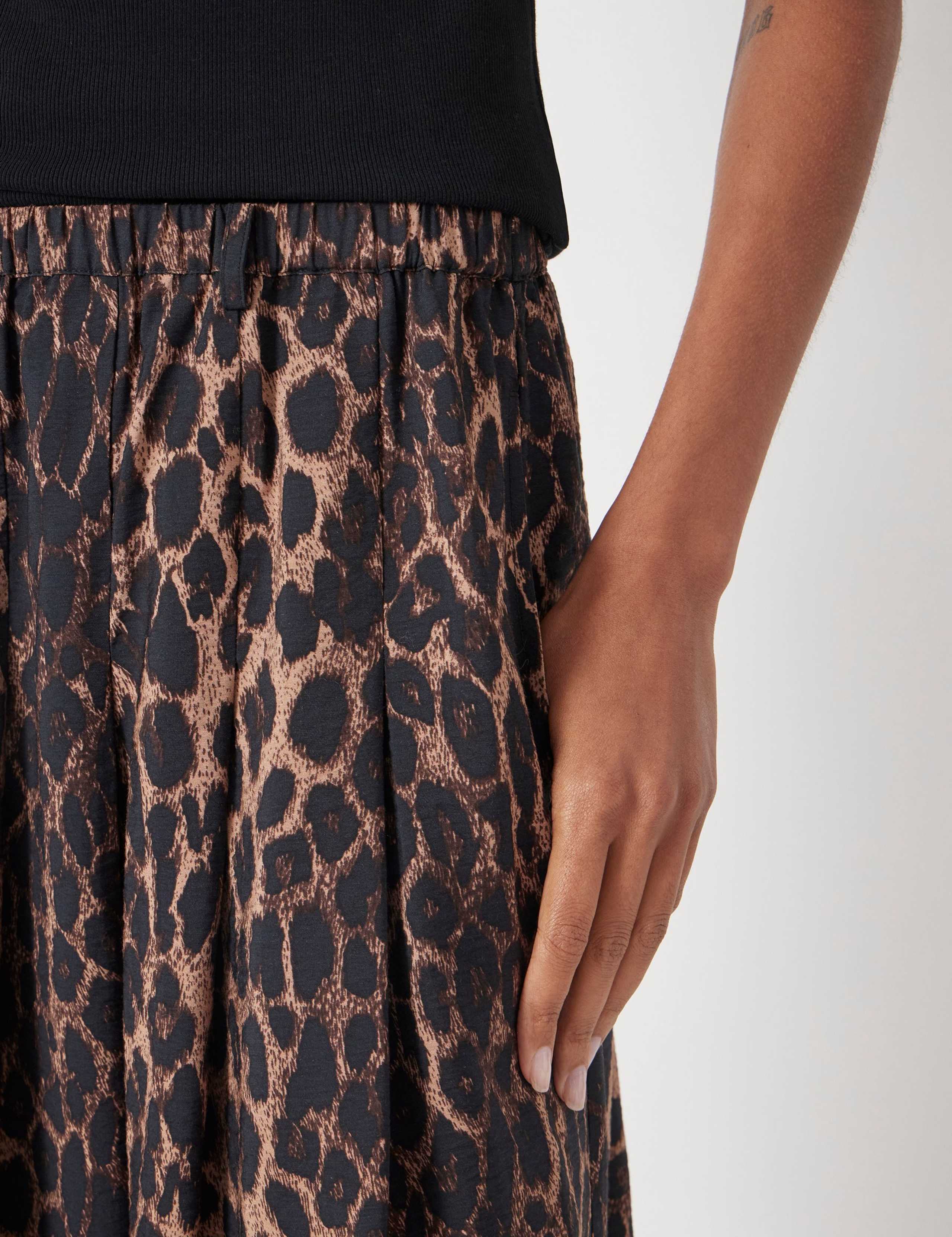 Leopard Print Pleated Midi Skirt 5 of 5