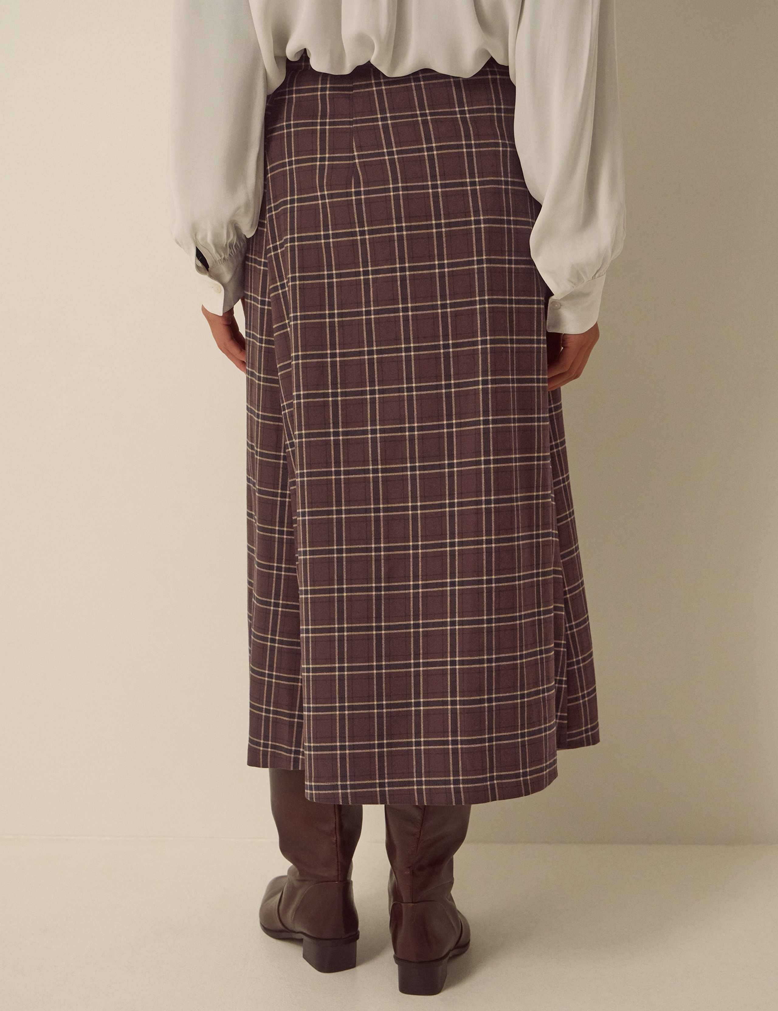 Checked Pleated Midi Skirt 3 of 7