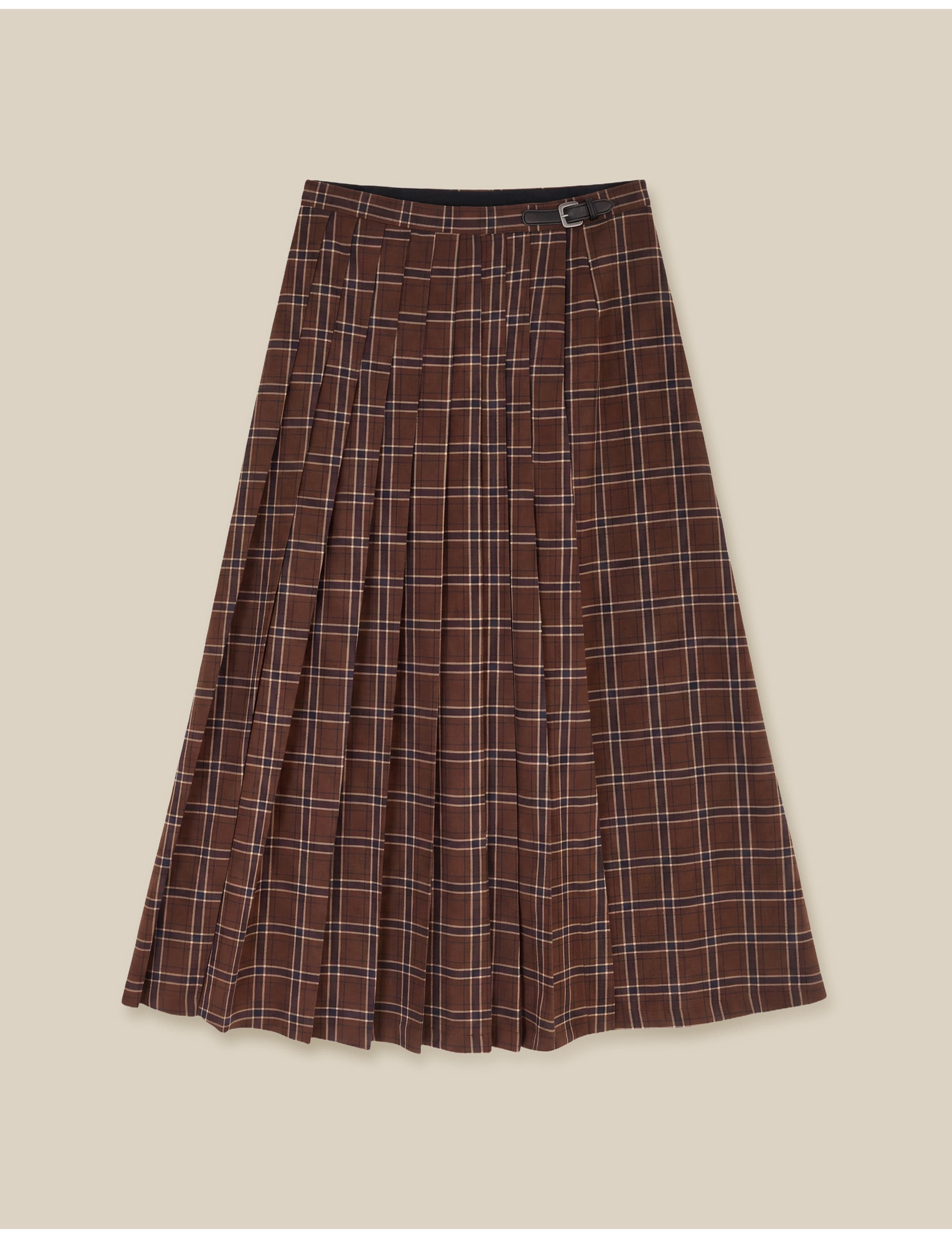 Checked Pleated Midi Skirt 2 of 7