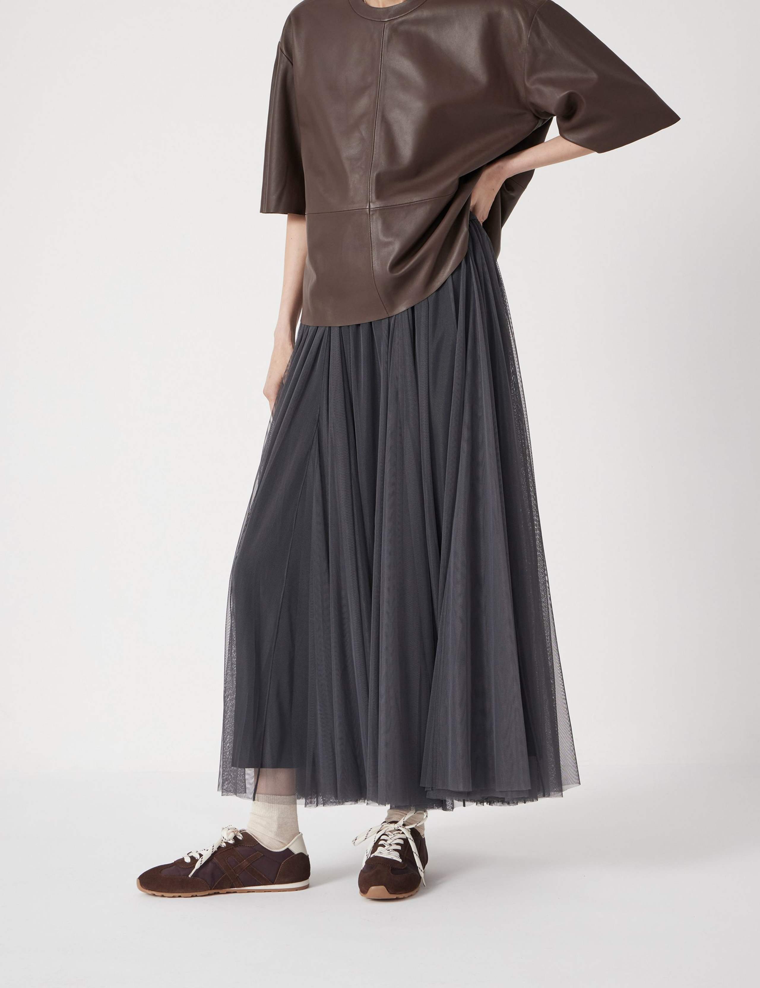 Tulle Pleated Maxi Skirt 4 of 7