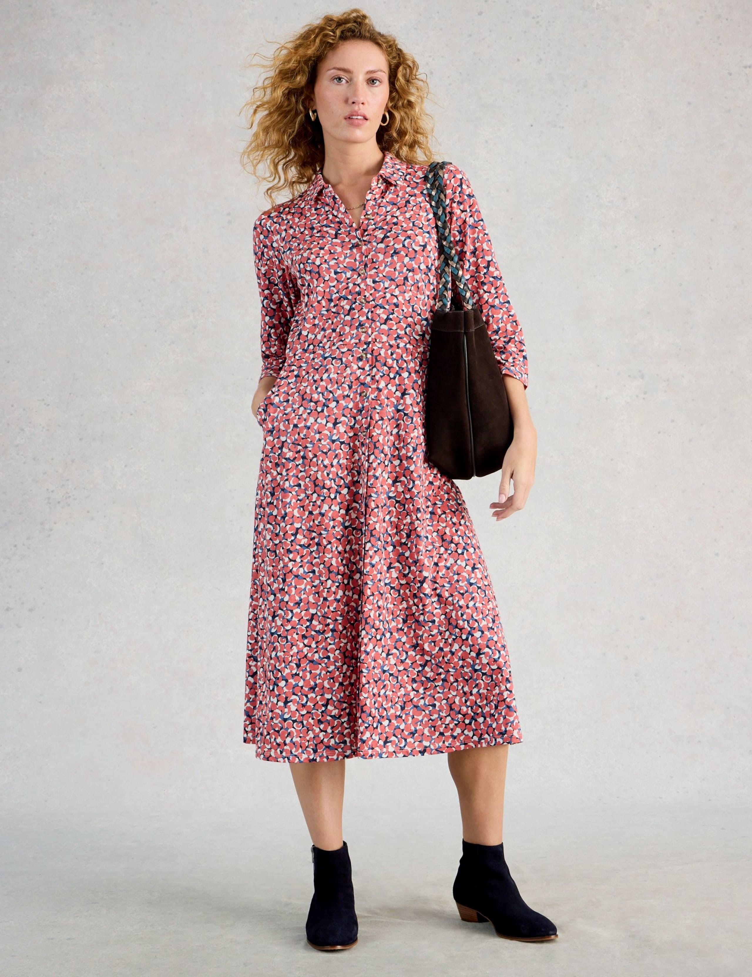 Cotton Modal Blend Jersey Printed Shirt Dress 1 of 6
