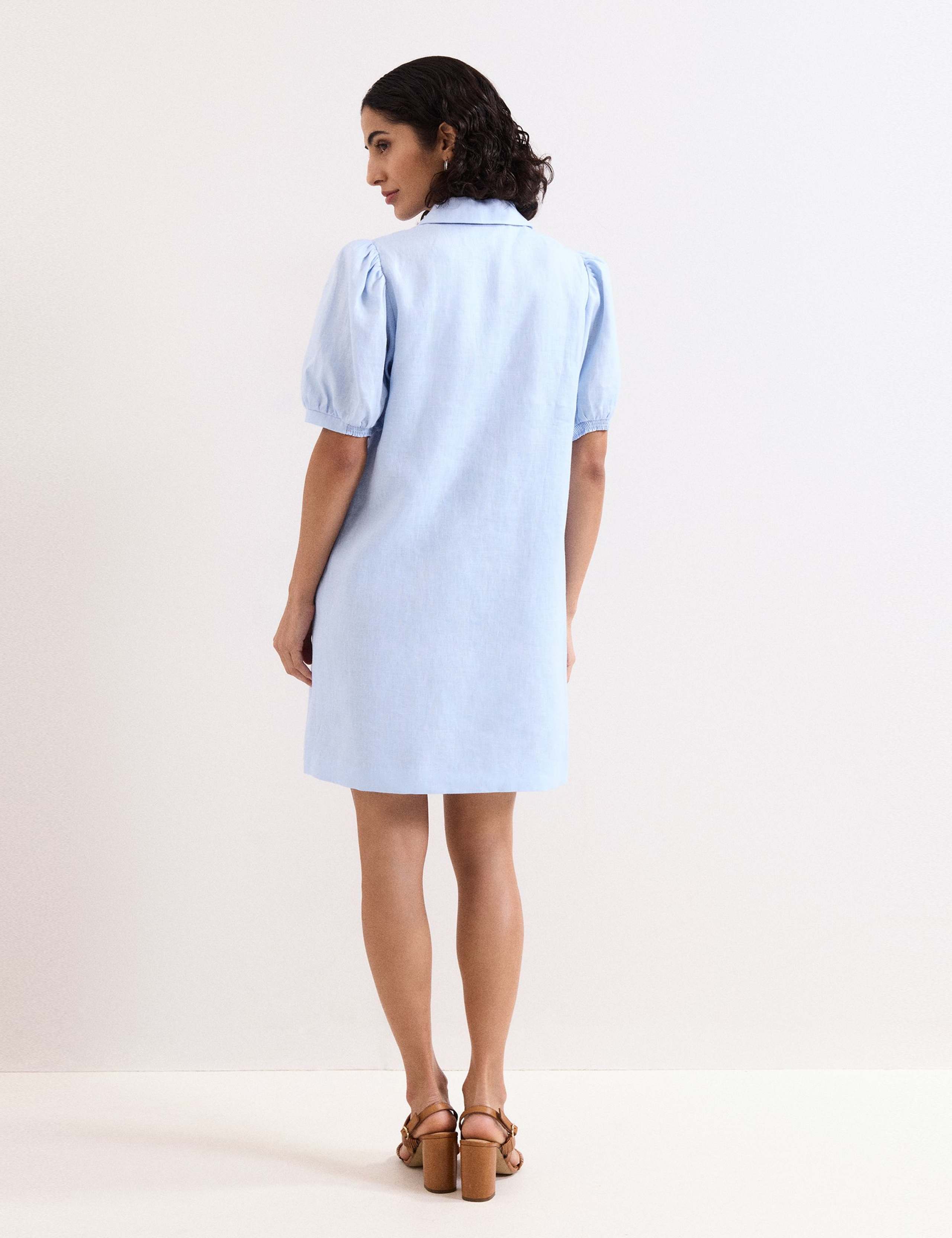 Linen Blend Mini Shirt Dress 3 of 6