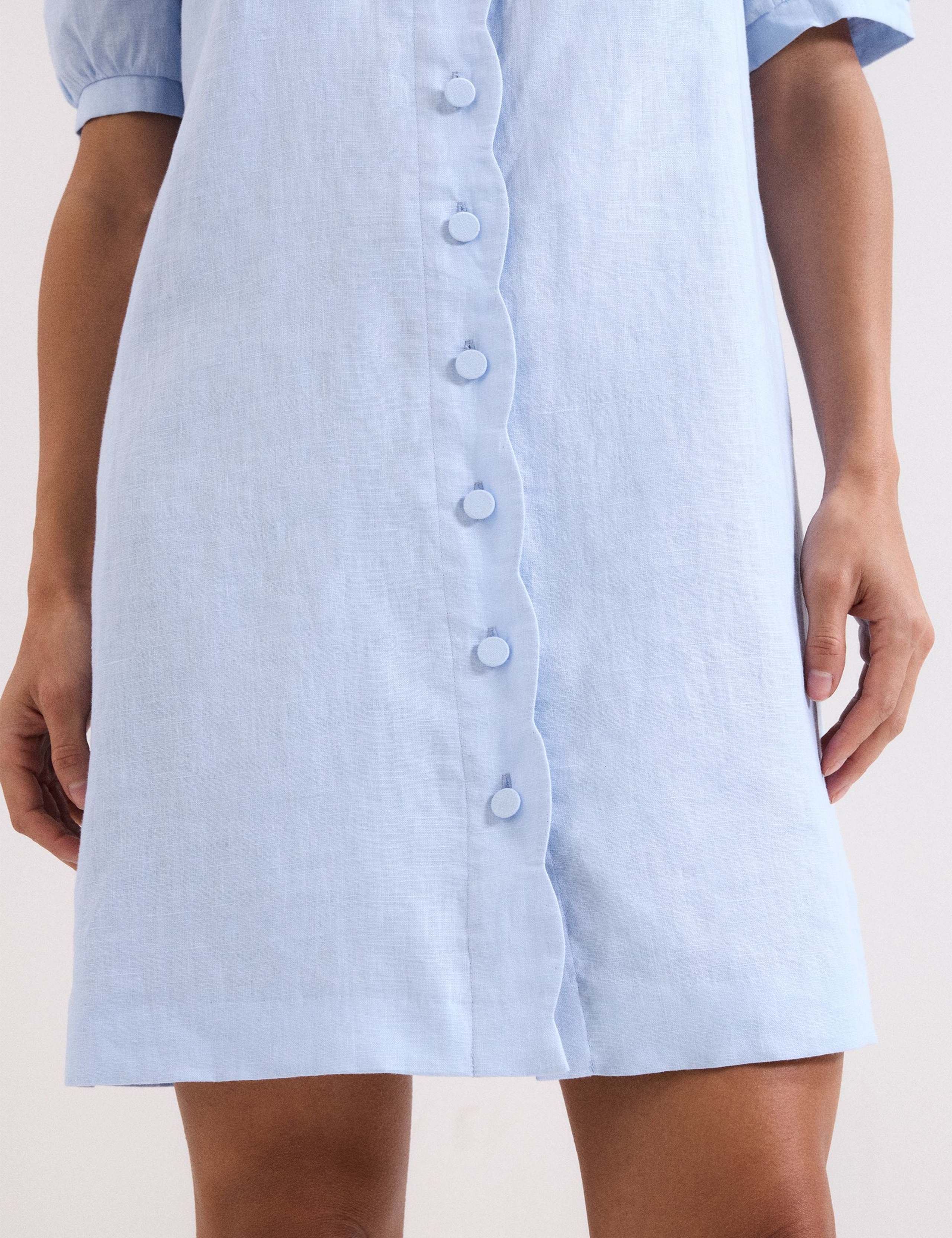 Linen Blend Mini Shirt Dress 6 of 6