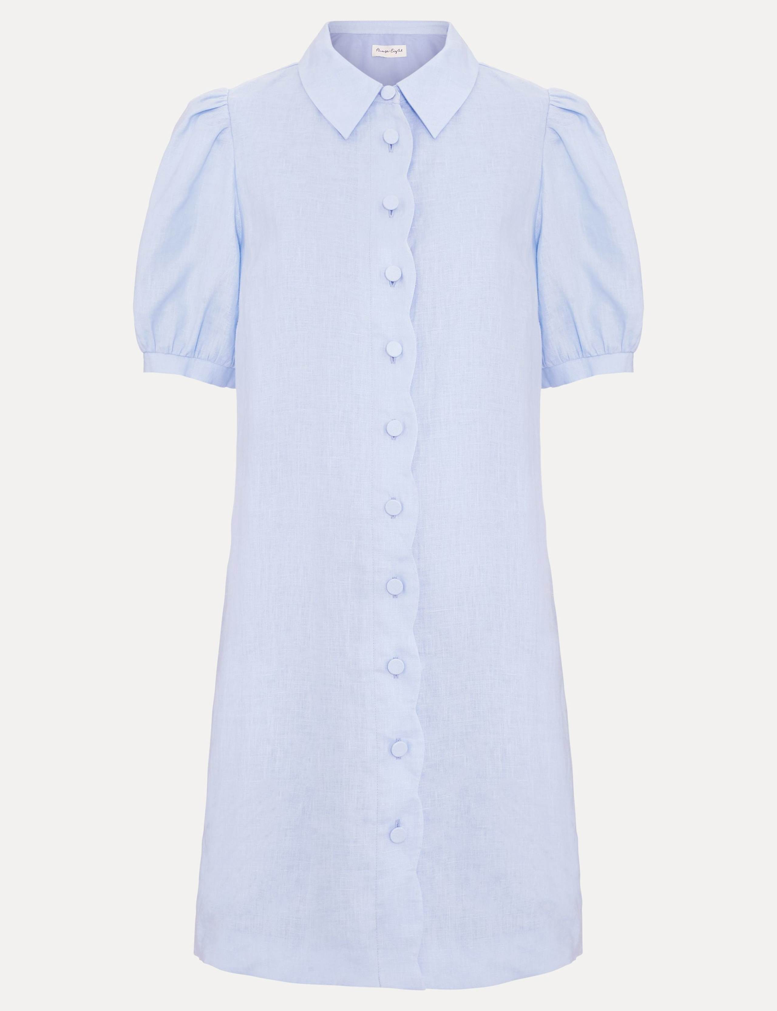 Linen Blend Mini Shirt Dress 2 of 6
