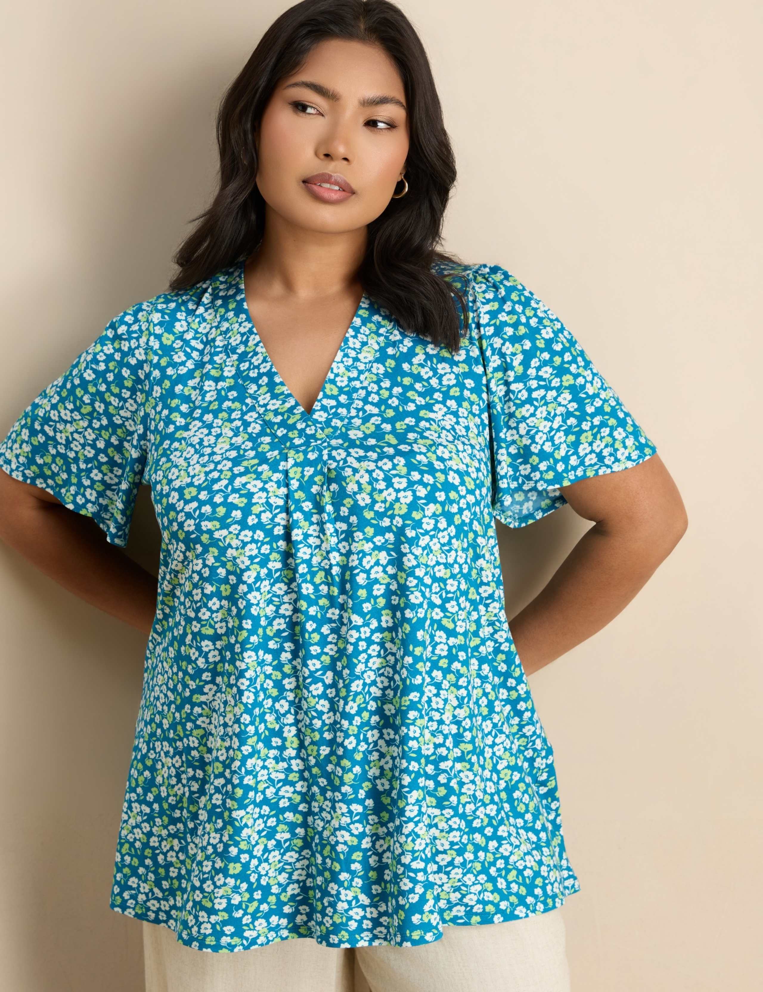 Floral V-Neck Blouse 1 of 4