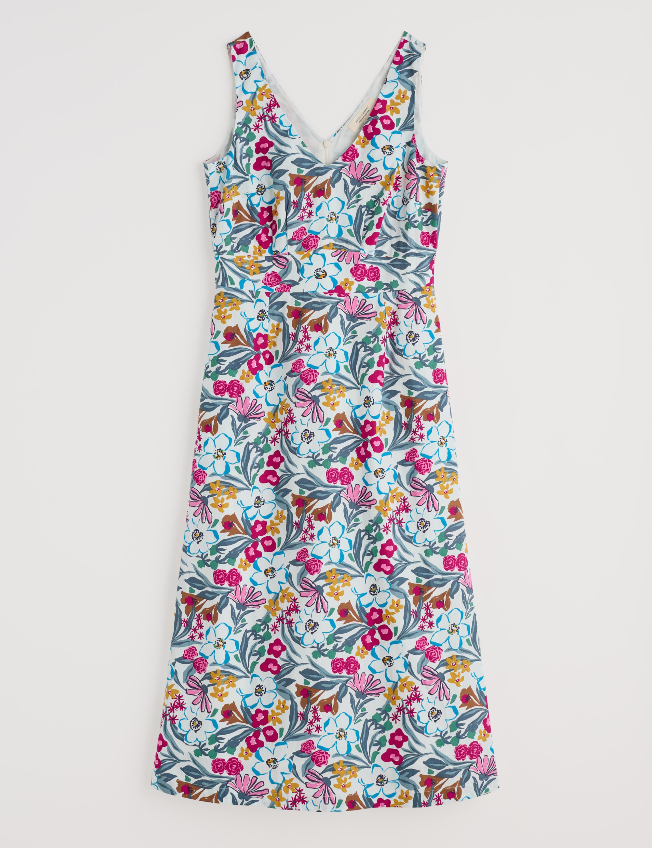 Pure Cotton Floral V-Neck Midi Skater Dress 2 of 5