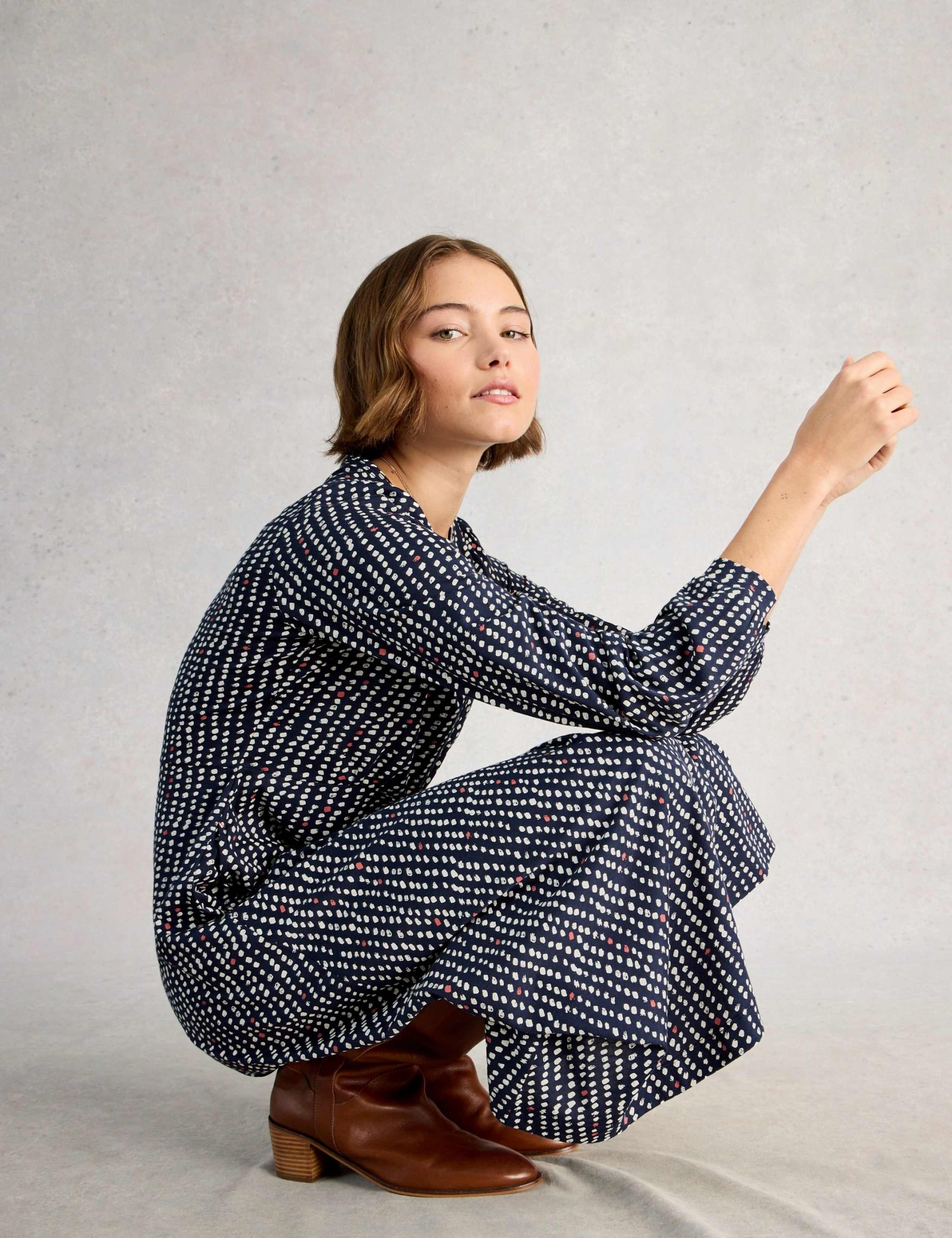 Cotton Modal Blend Printed Jersey Tea Dress 4 of 6