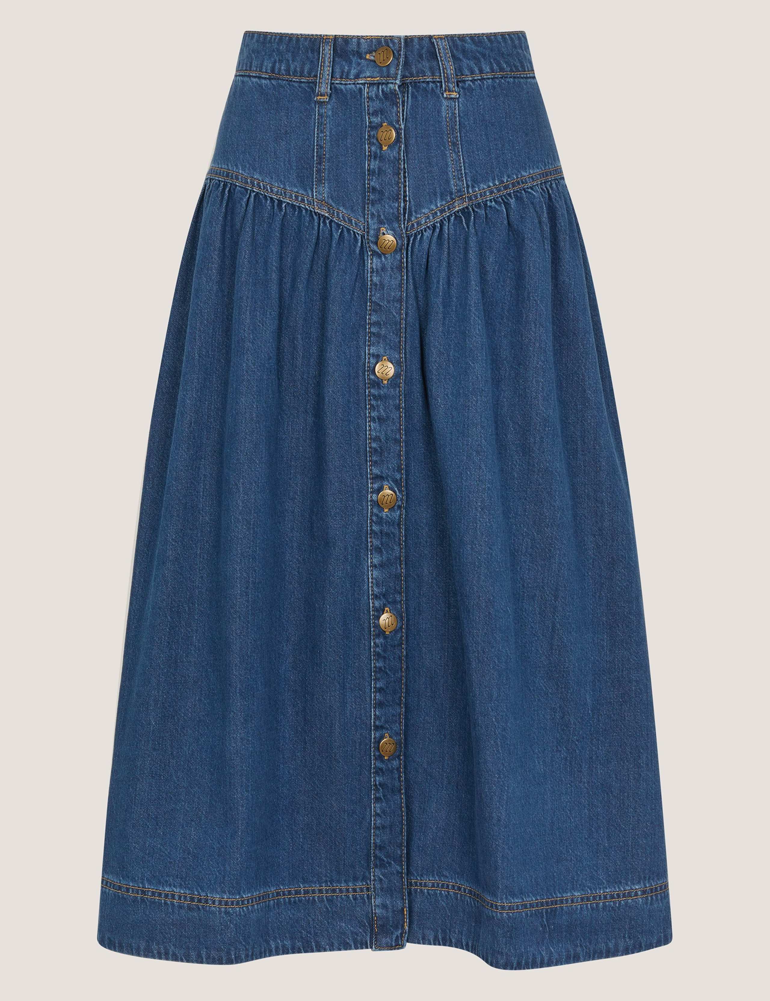 Denim Button Front Midi Skirt 2 of 5