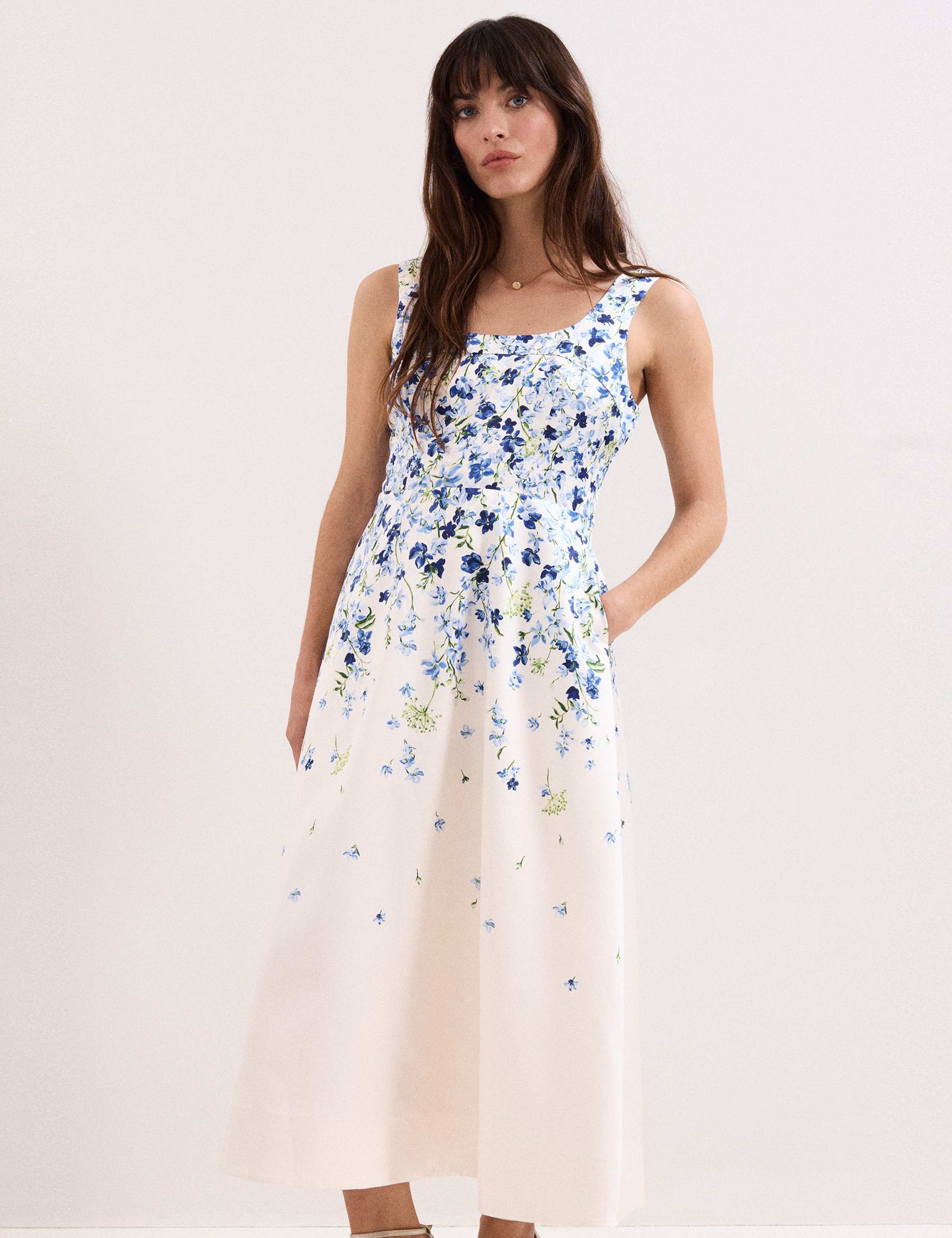 Floral Square Neck Midaxi Skater Dress 4 of 8