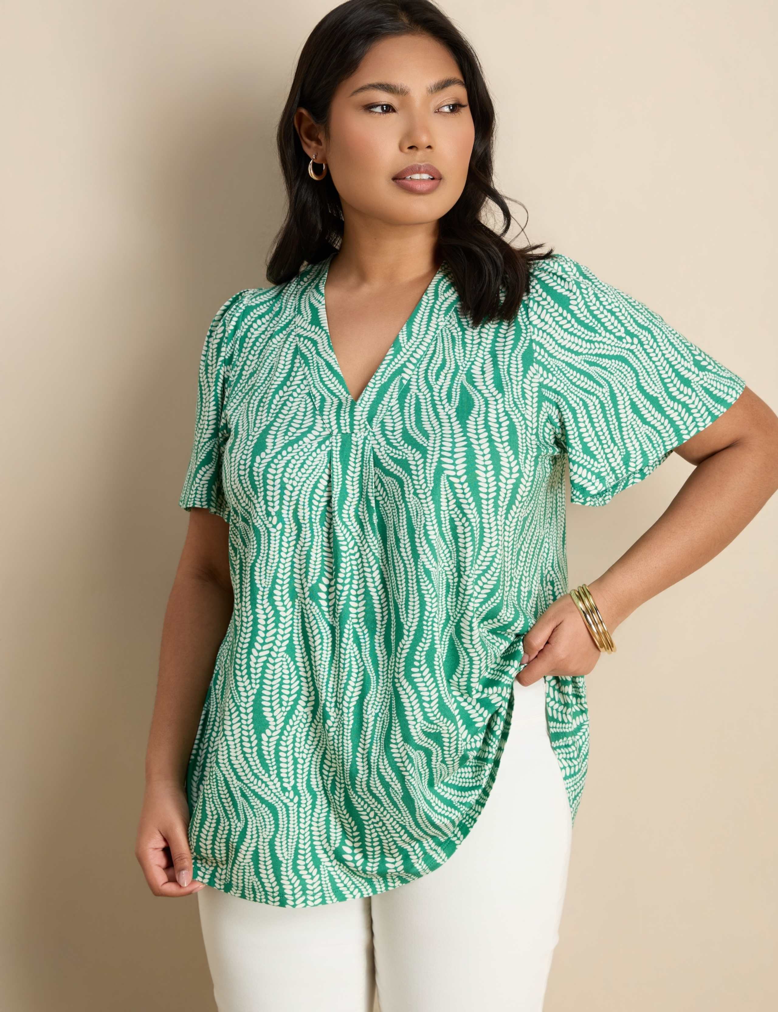 Printed V-Neck Blouse 2 of 5