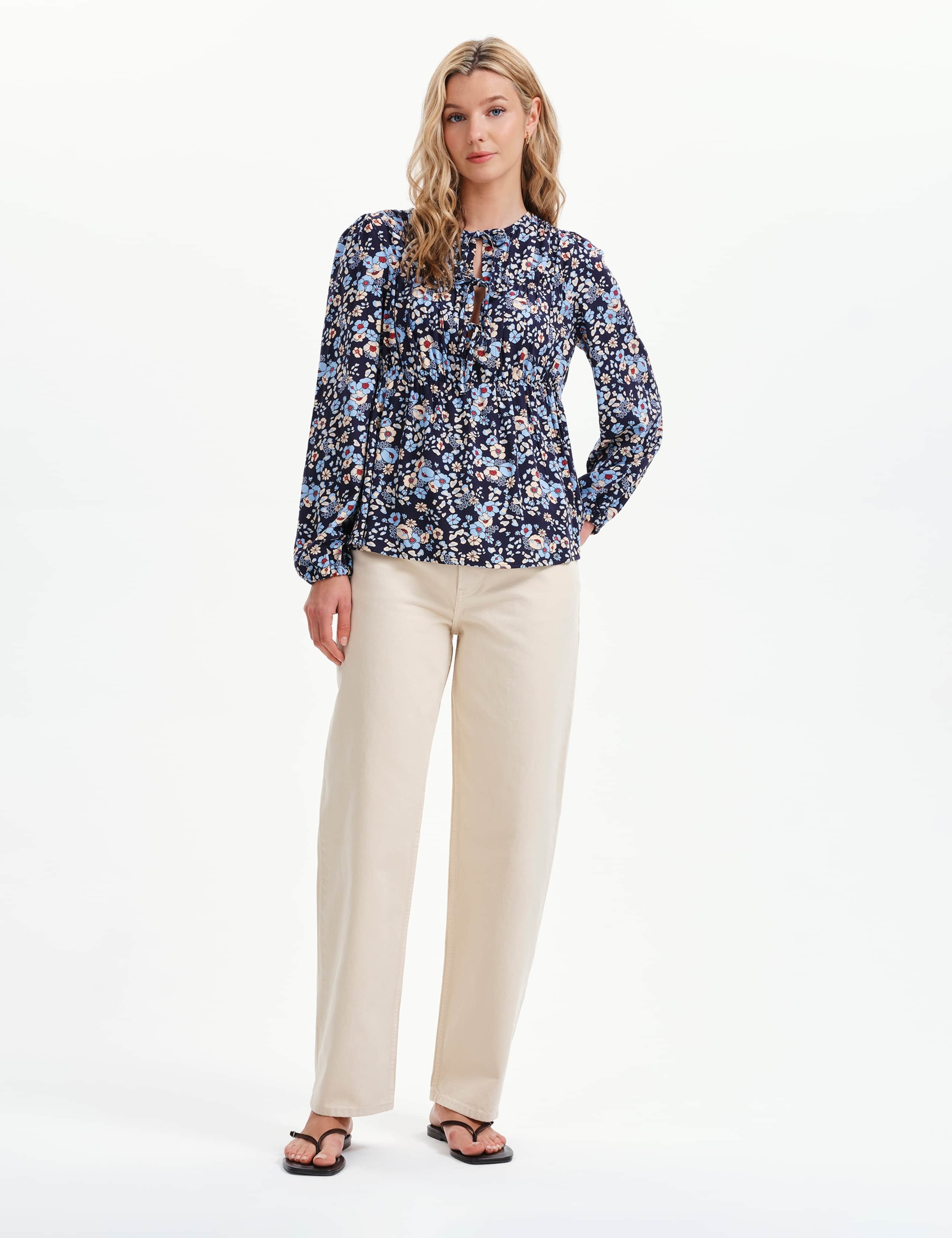 Floral Tie Neck Top 2 of 7