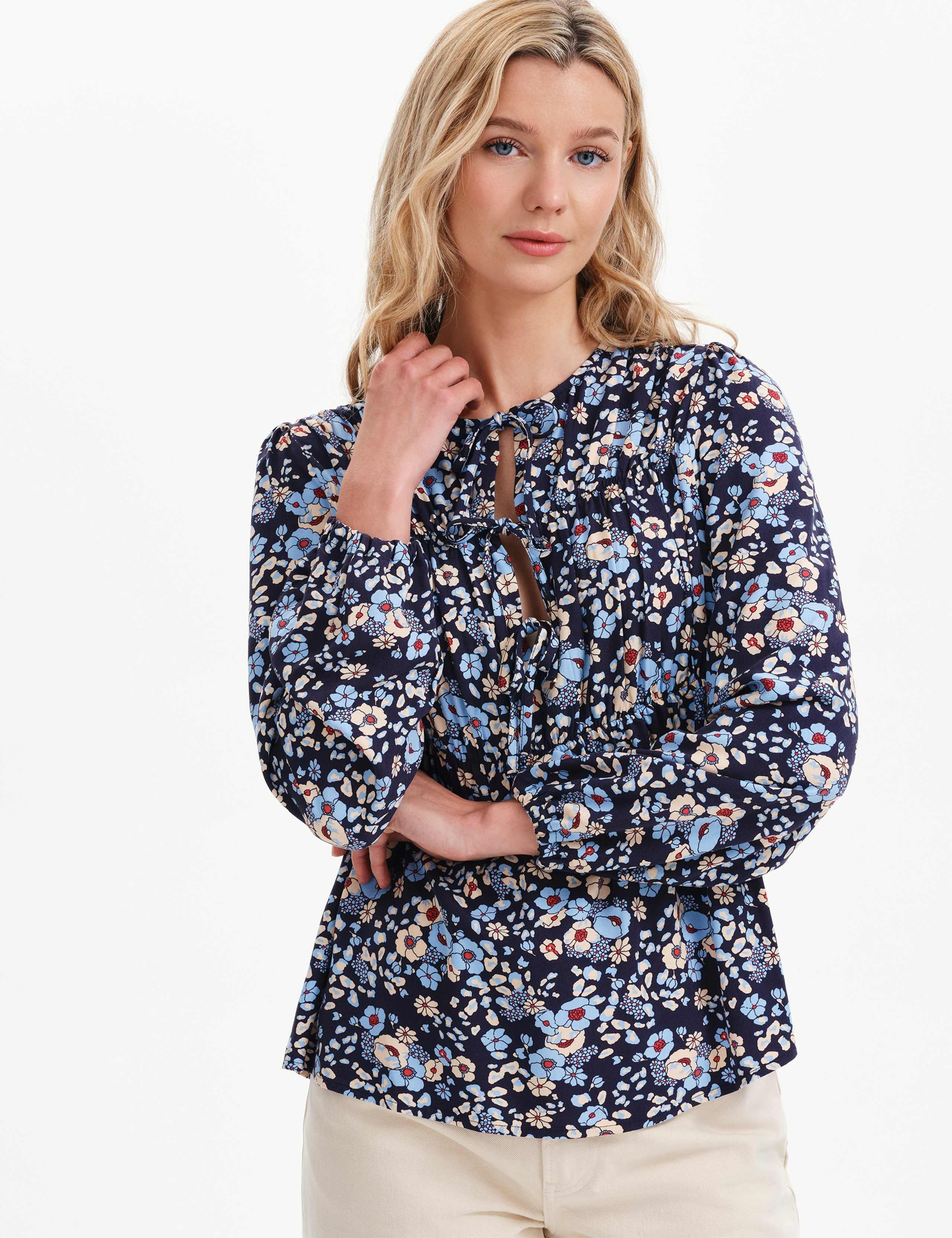 Floral Tie Neck Top 5 of 7