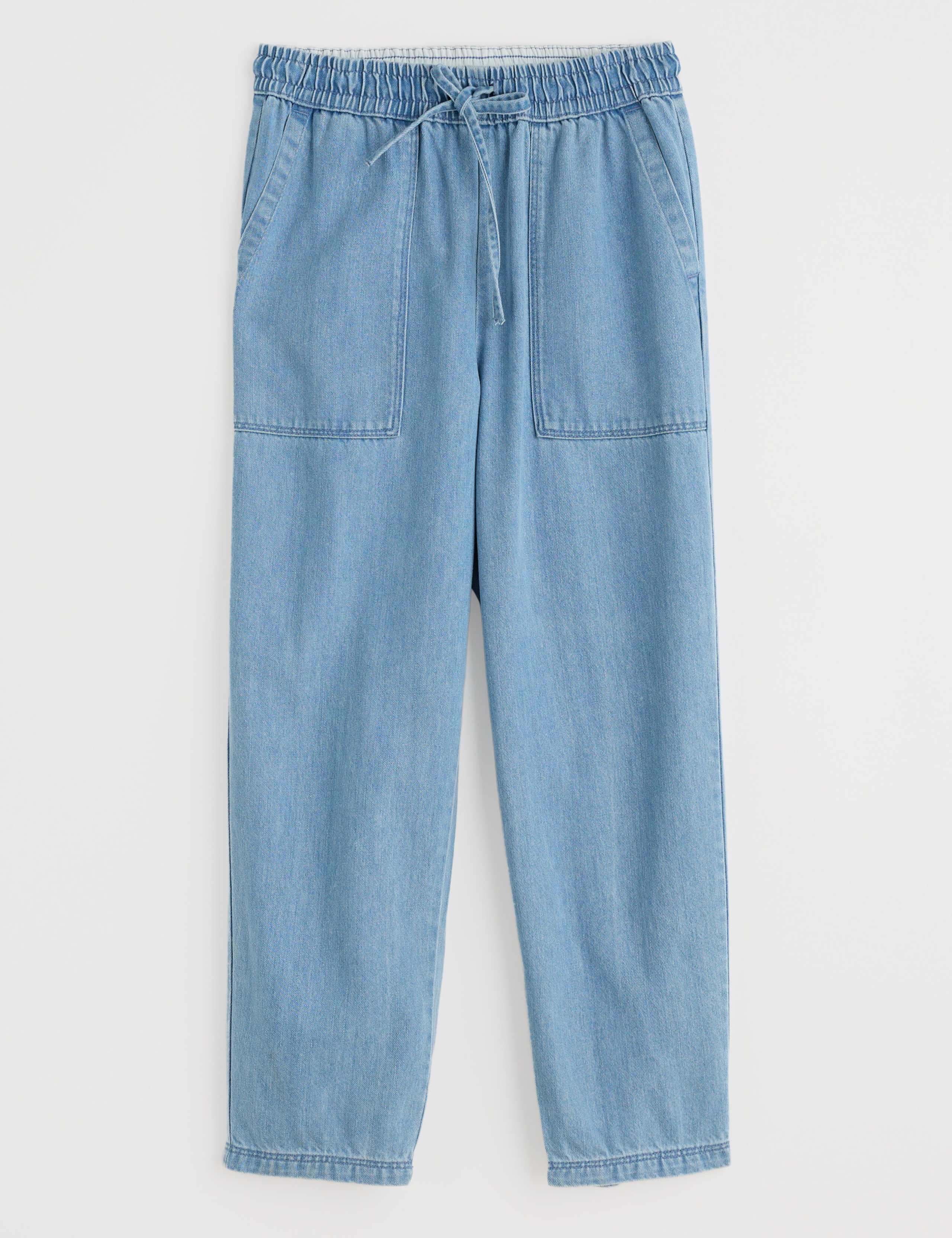 Modal Denim Drawstring Ankle Grazer Trousers 2 of 4
