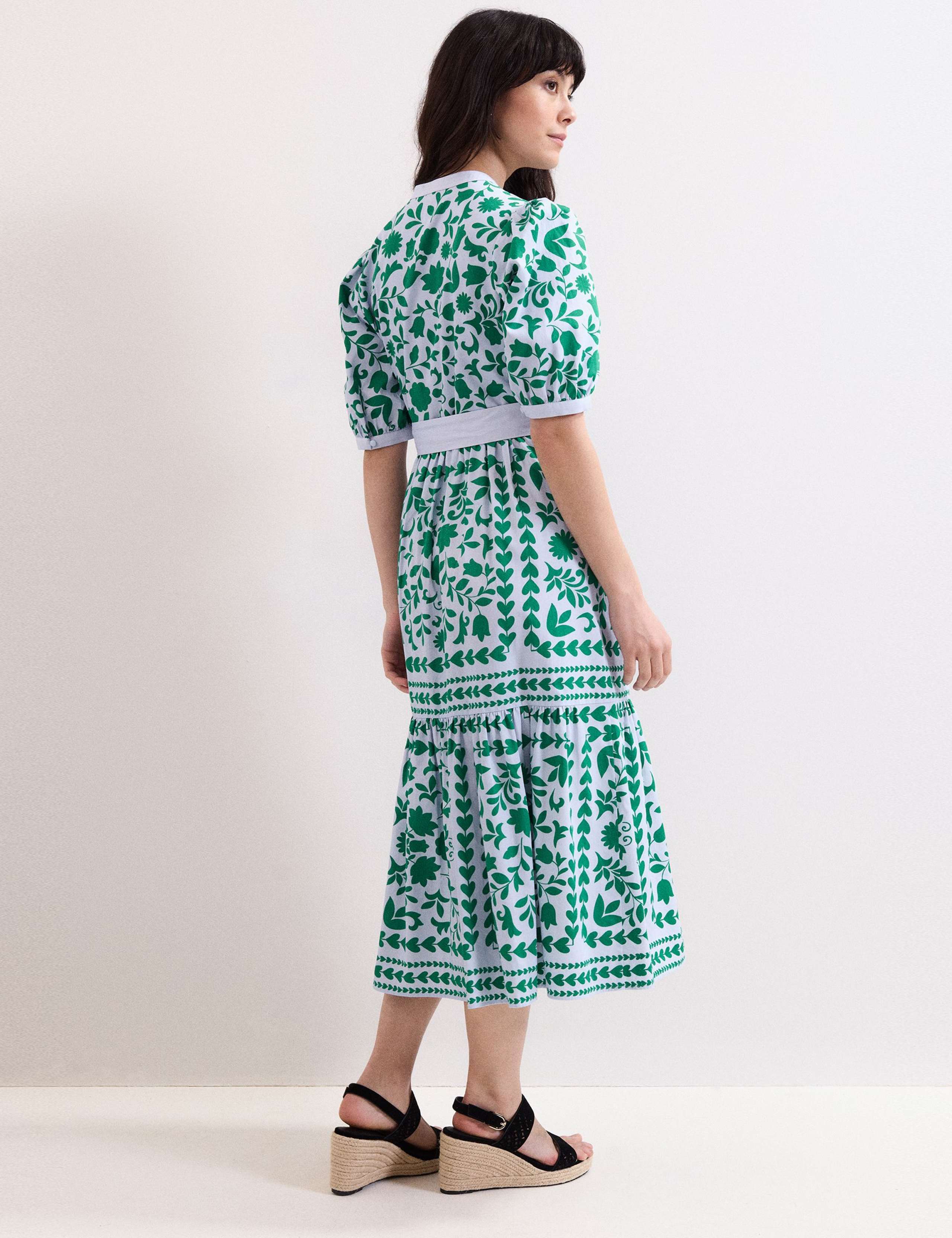 Printed V-Neck Midi Shirt Dress 3 of 6