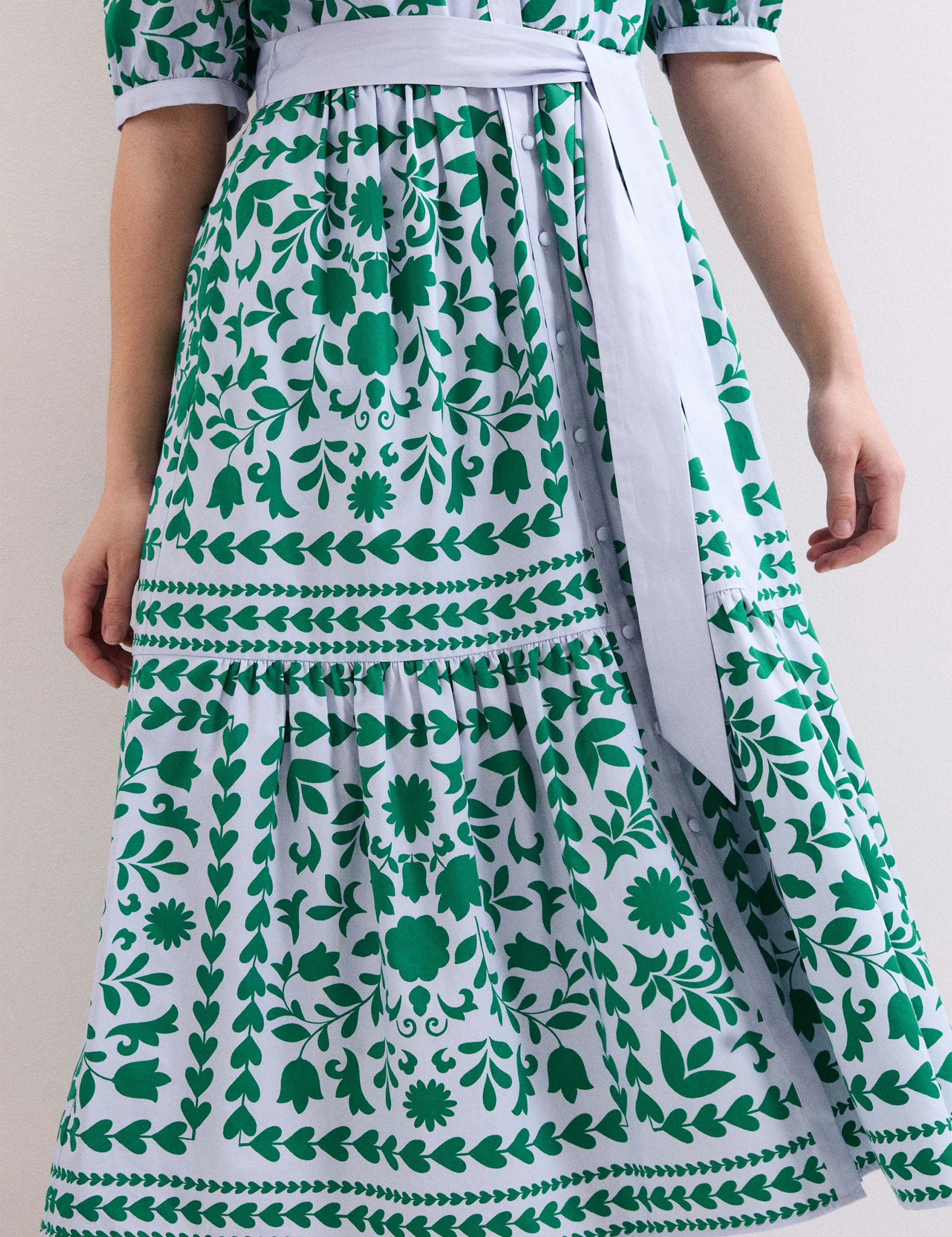 Printed V-Neck Midi Shirt Dress 6 of 6