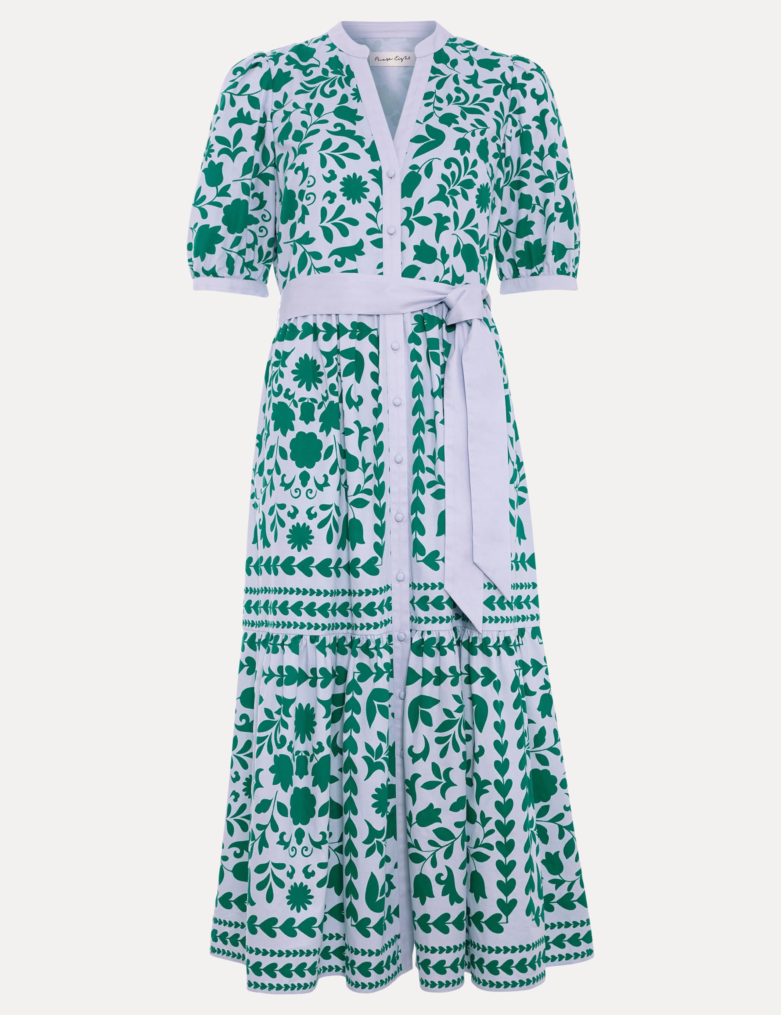 Printed V-Neck Midi Shirt Dress 2 of 6