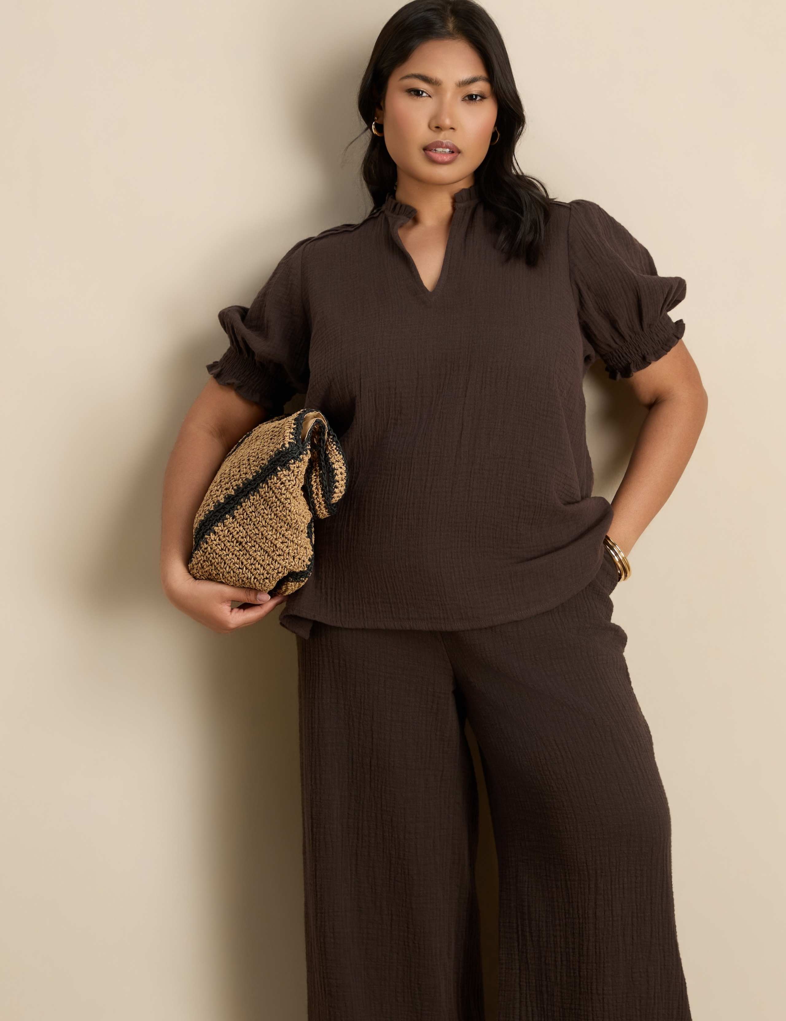 Pure Cotton Textured Notch Neck Top 1 of 4