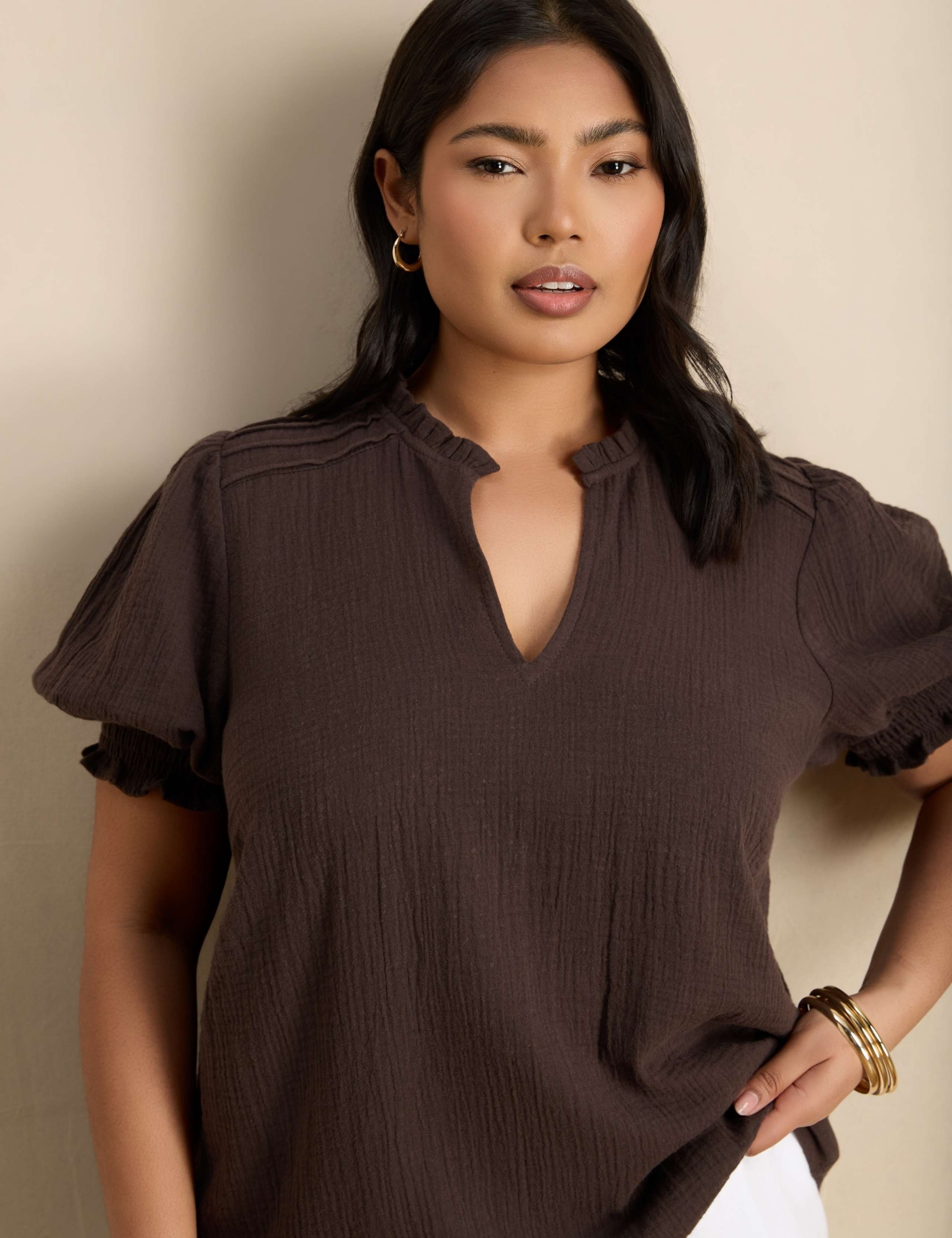 Pure Cotton Textured Notch Neck Top 2 of 4