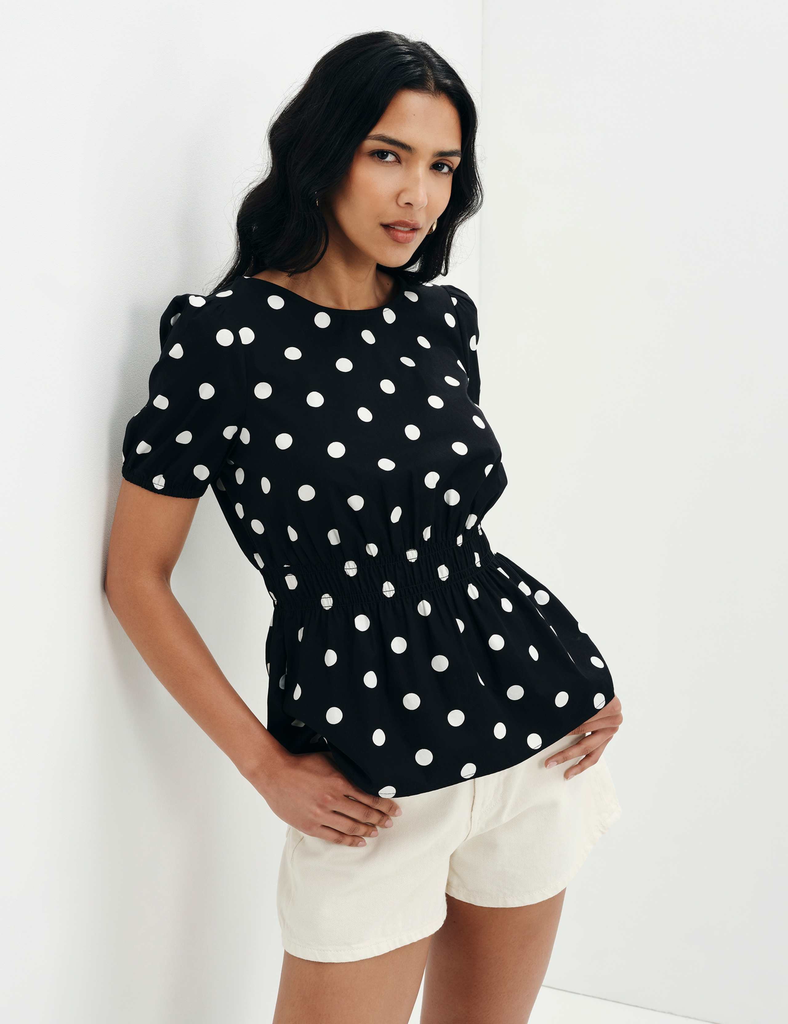 Pure Cotton Polka Dot Short Sleeve Top 1 of 11