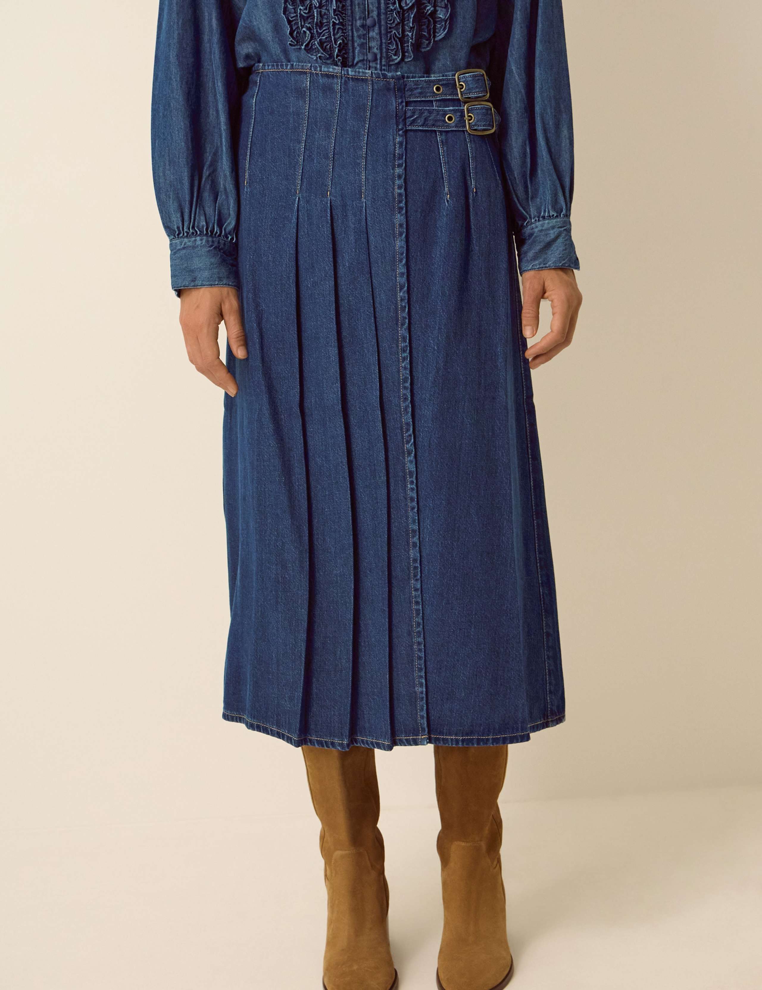 Denim Midi Skirt 3 of 5