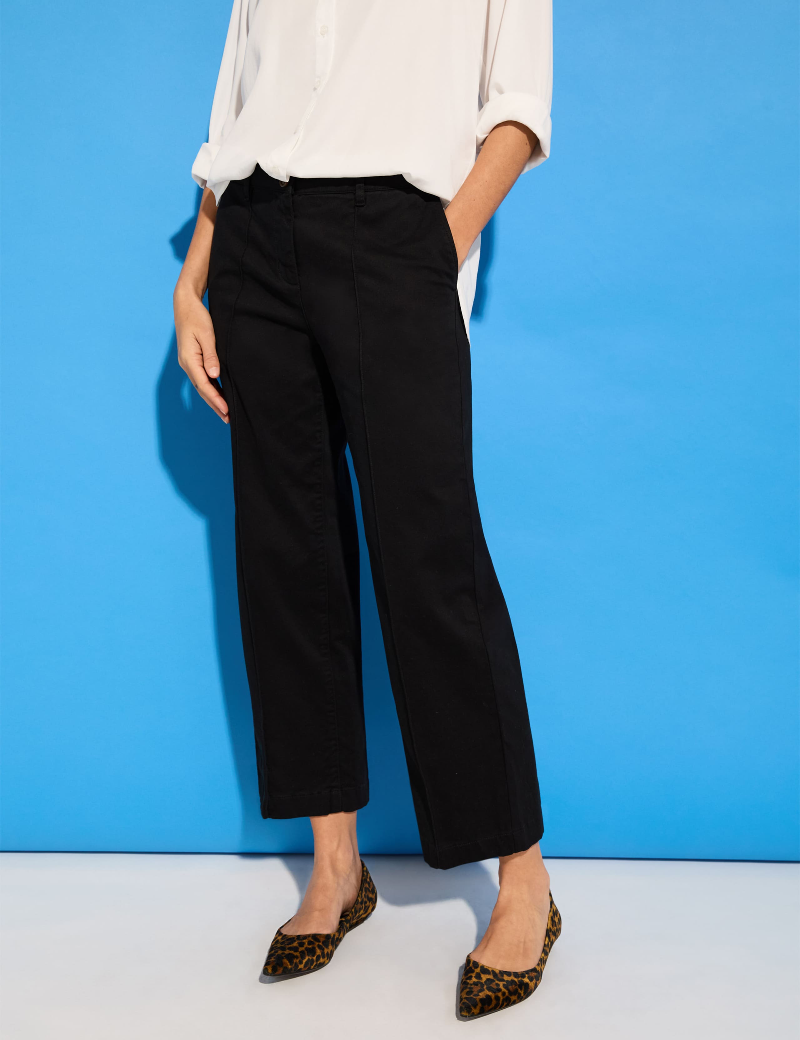 Cotton Rich Straight Leg Cropped Trousers 4 of 5