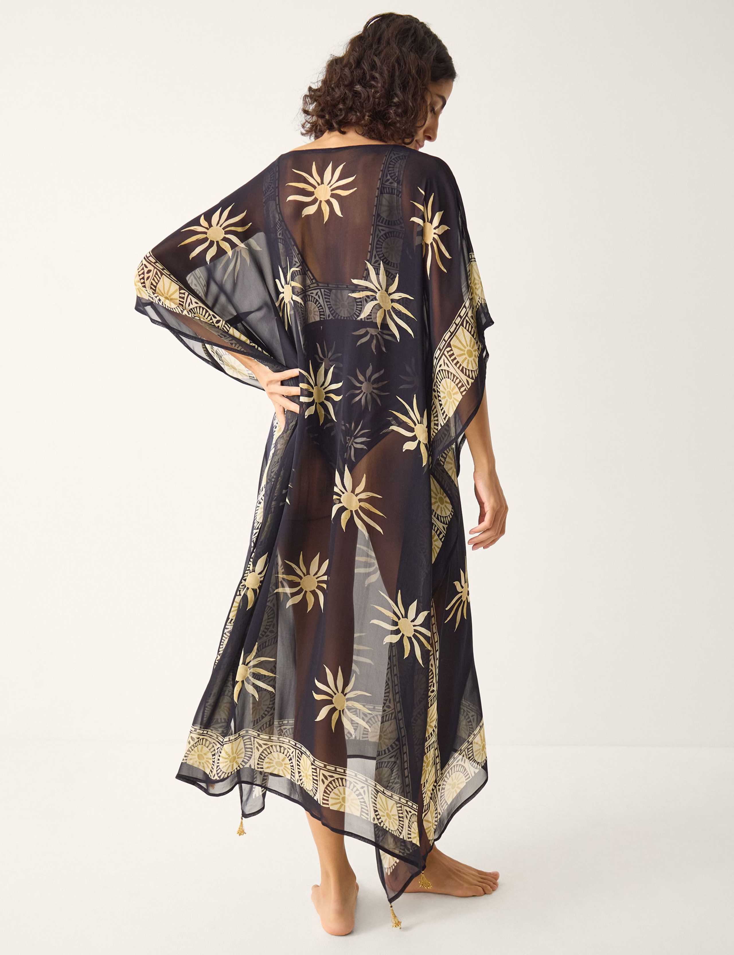 Printed Tie Neck Midi Kaftan 2 of 4