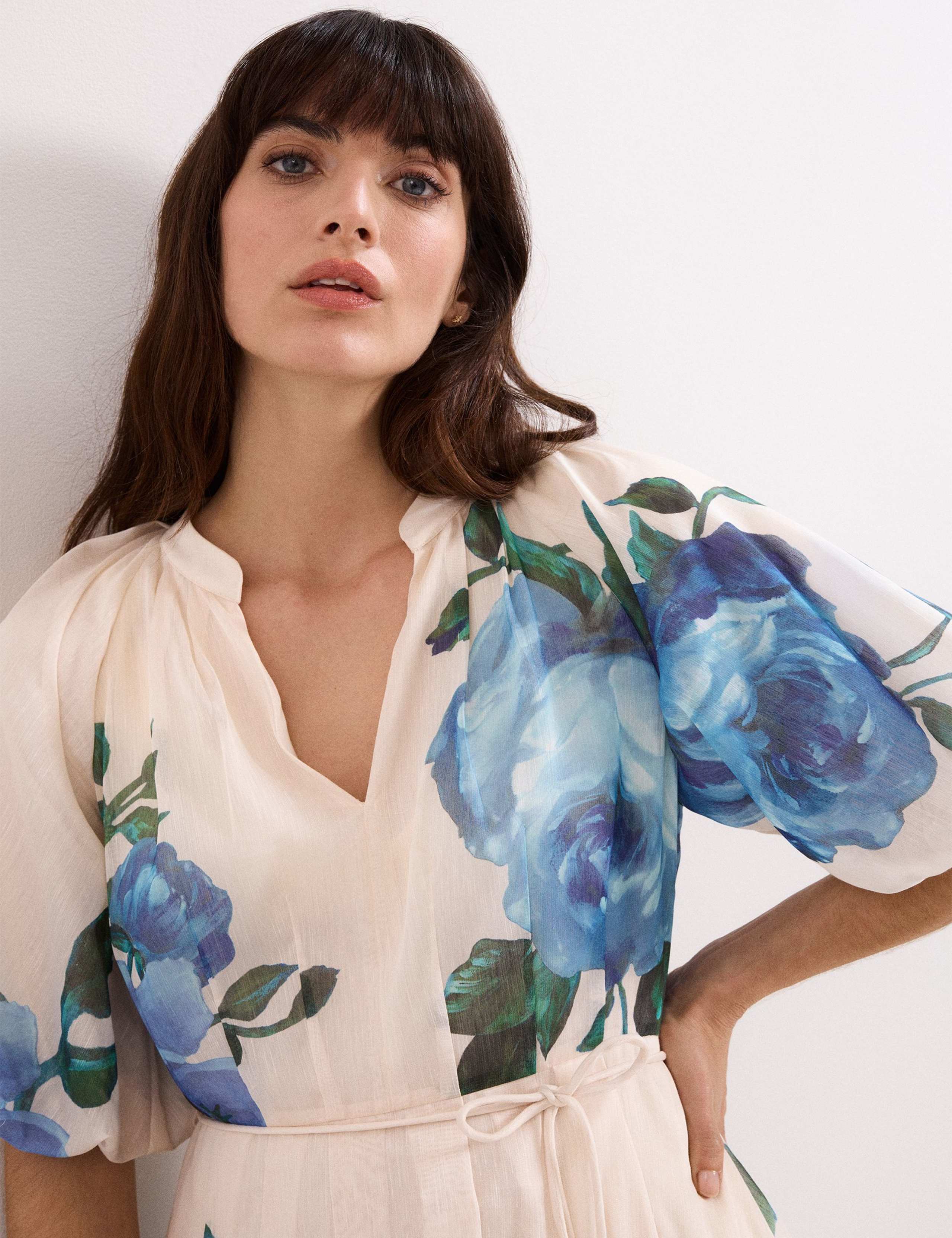 Lyocell Blend V-Neck Floral Midi Dress 6 of 7