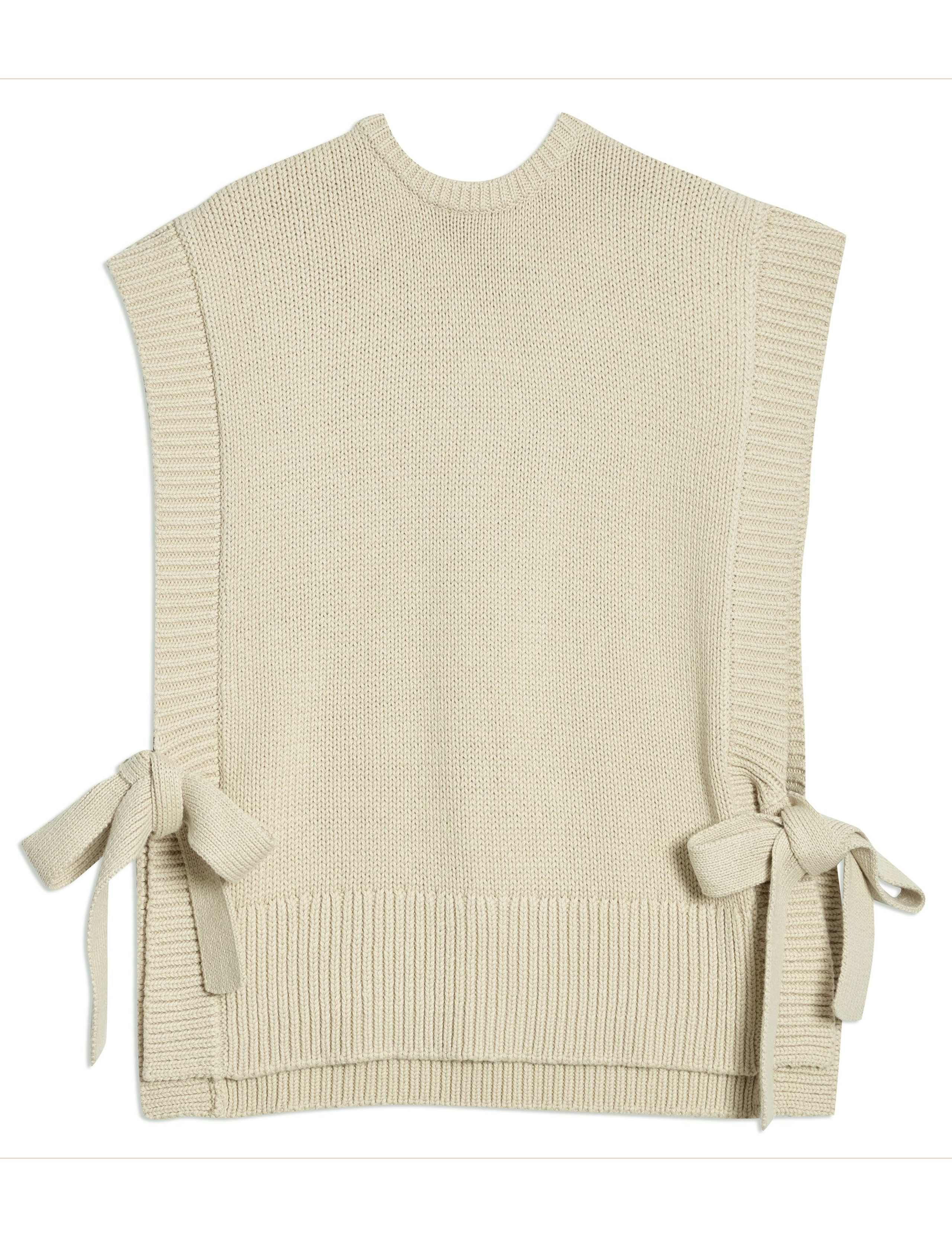 Pure Cotton Textured Crew Neck Knitted Tabard 2 of 5