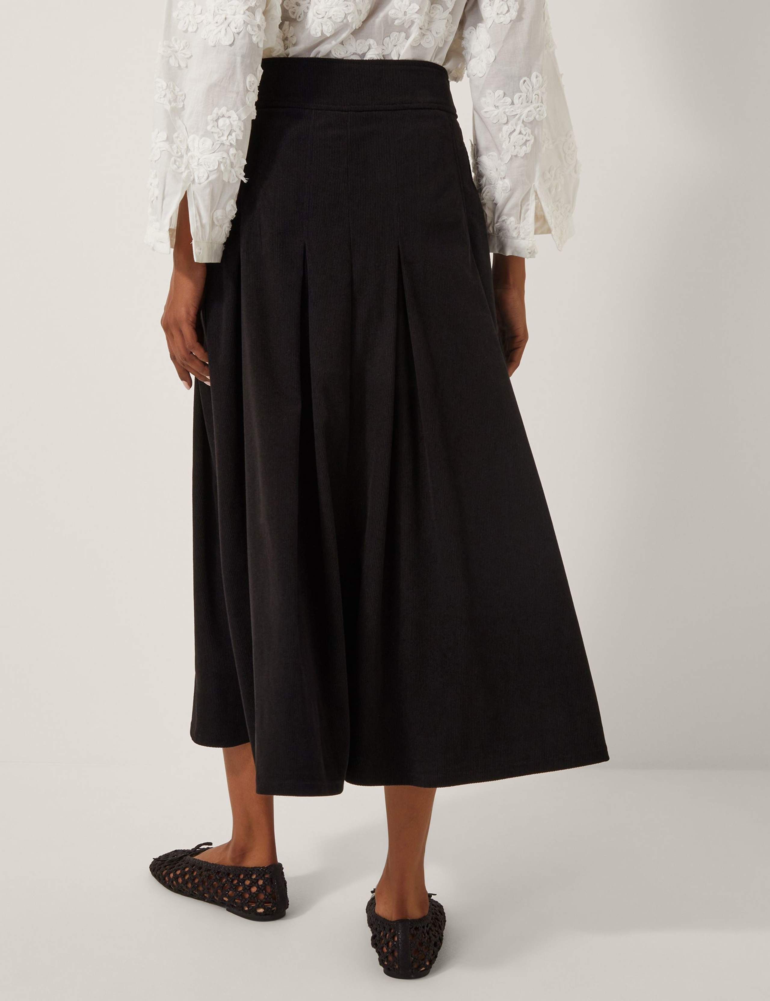 Cord Button Detail Midi A-Line Skirt 3 of 5