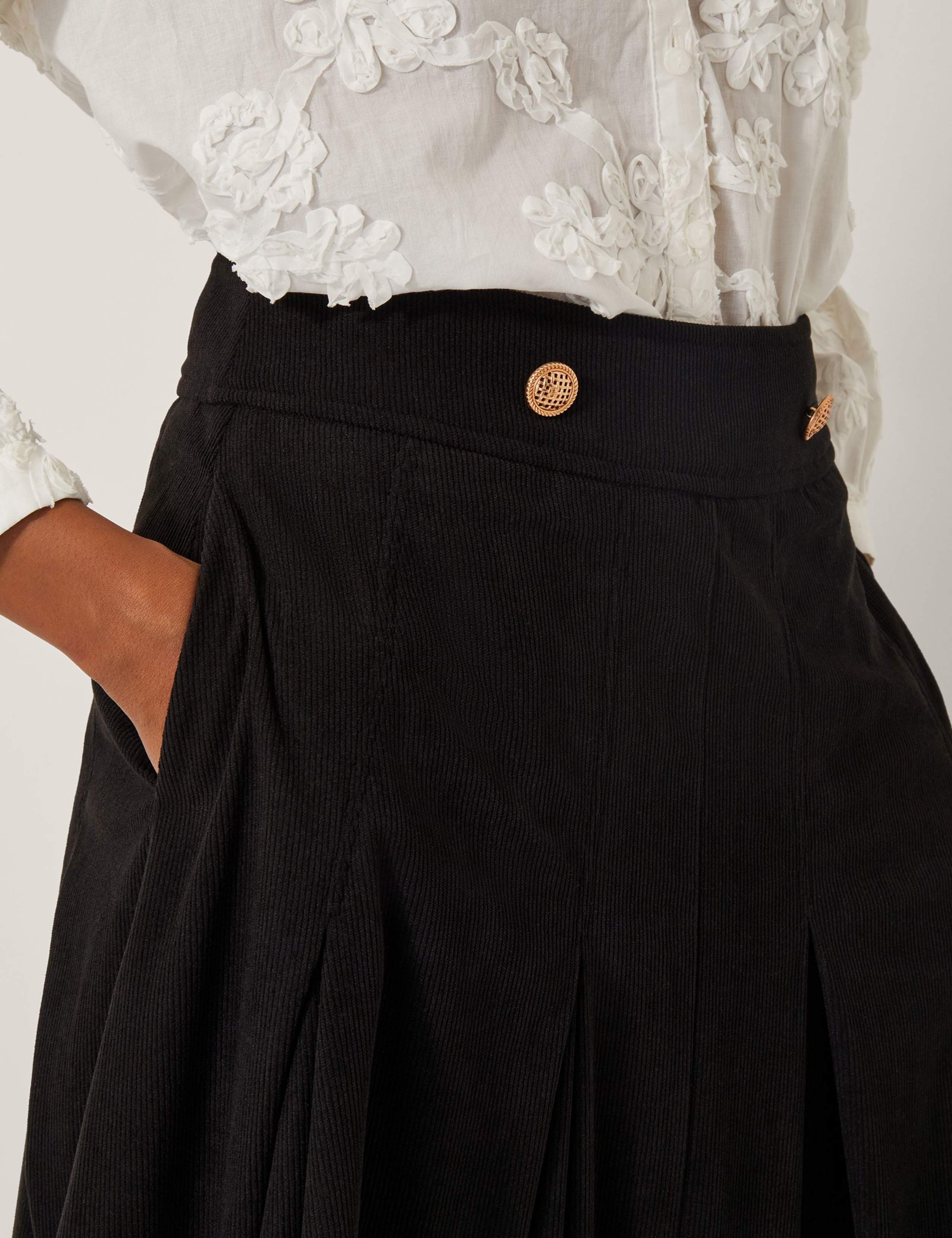 Cord Button Detail Midi A-Line Skirt 5 of 5