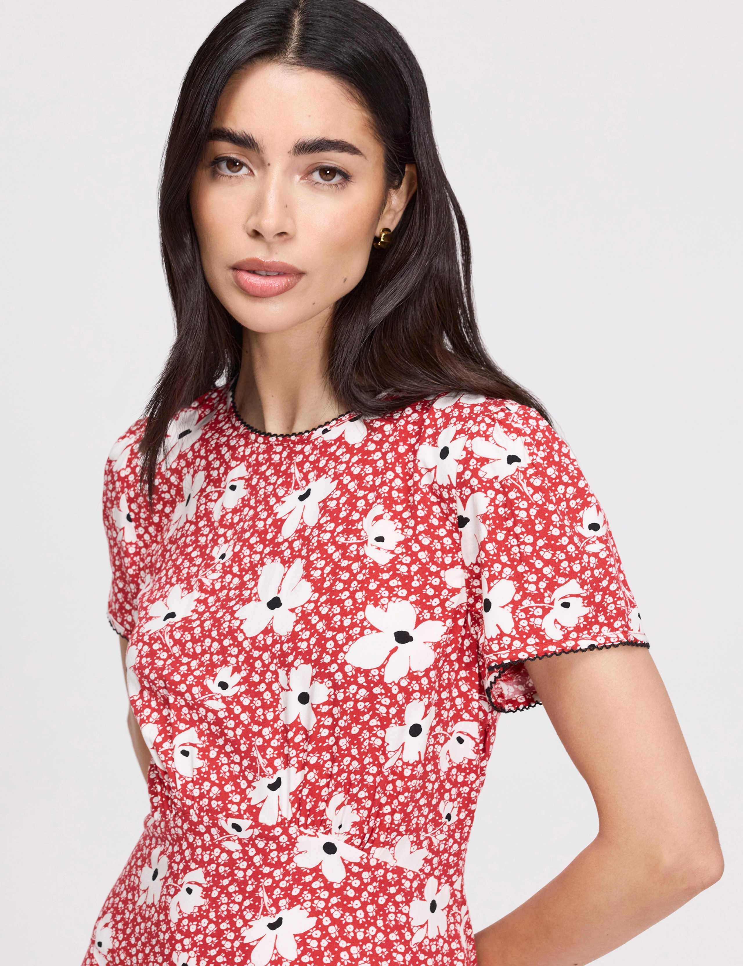 Floral Midi Waisted Dress 6 of 8