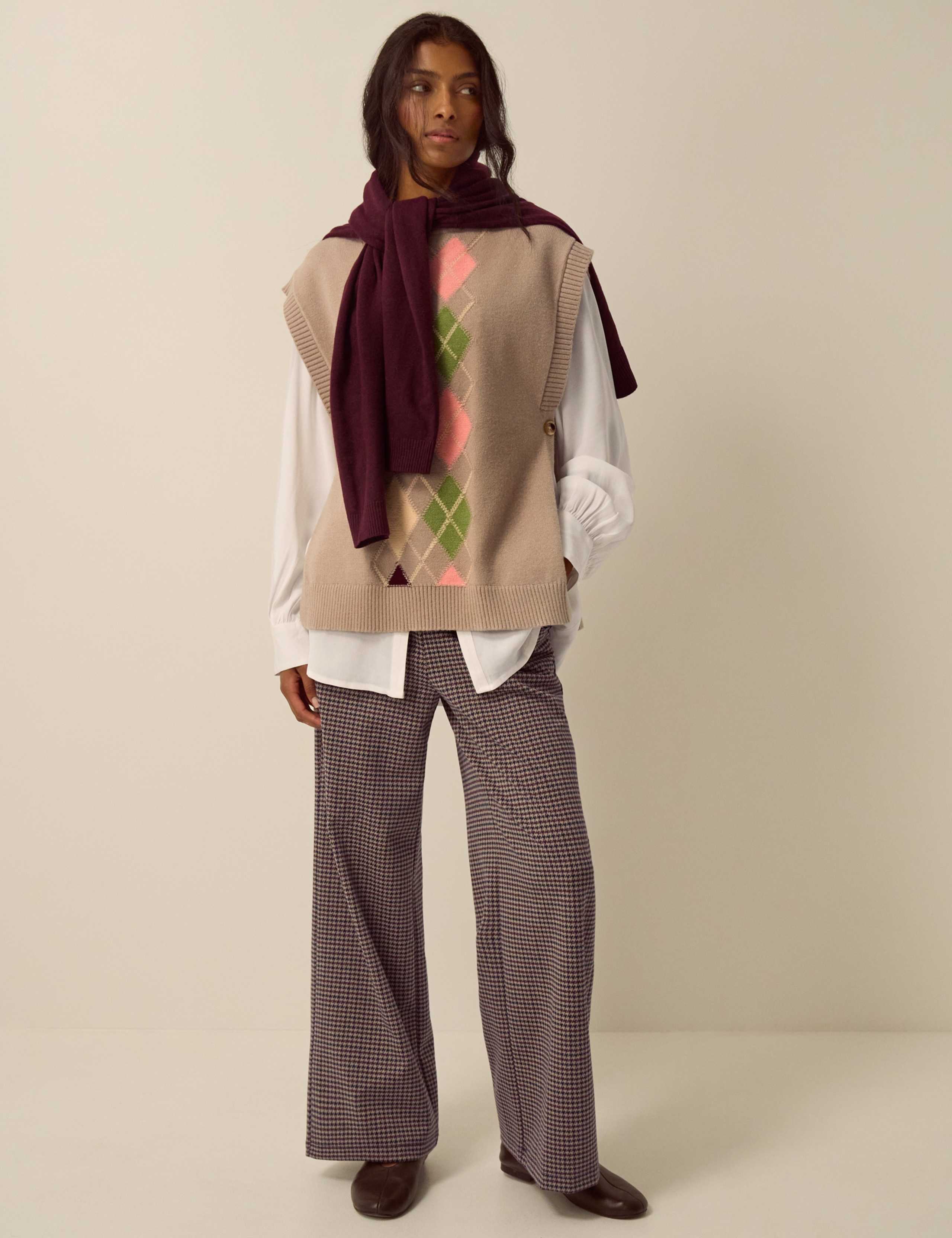 Checked Wide Leg Jersey Trousers 2 of 5