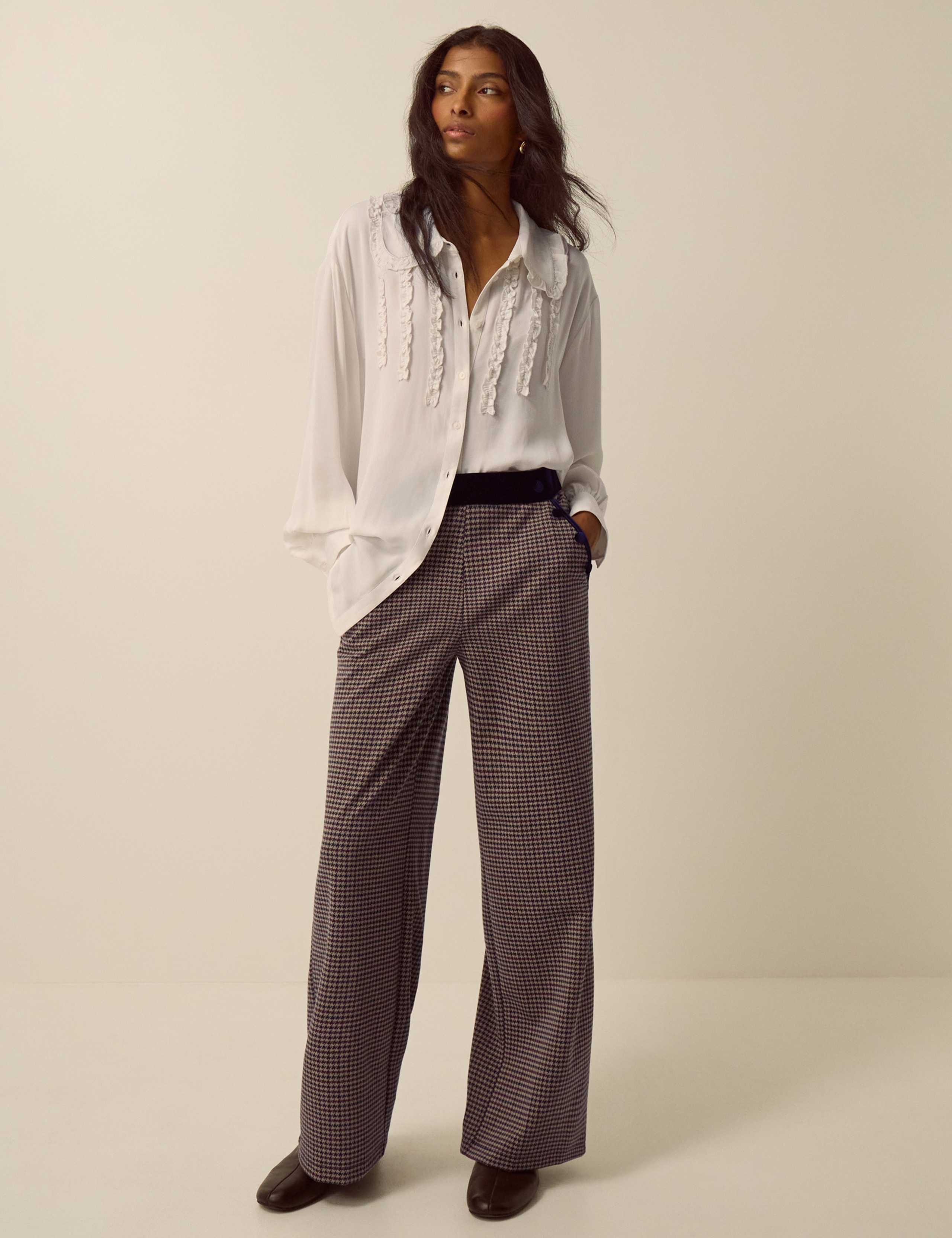 Checked Wide Leg Jersey Trousers 4 of 5