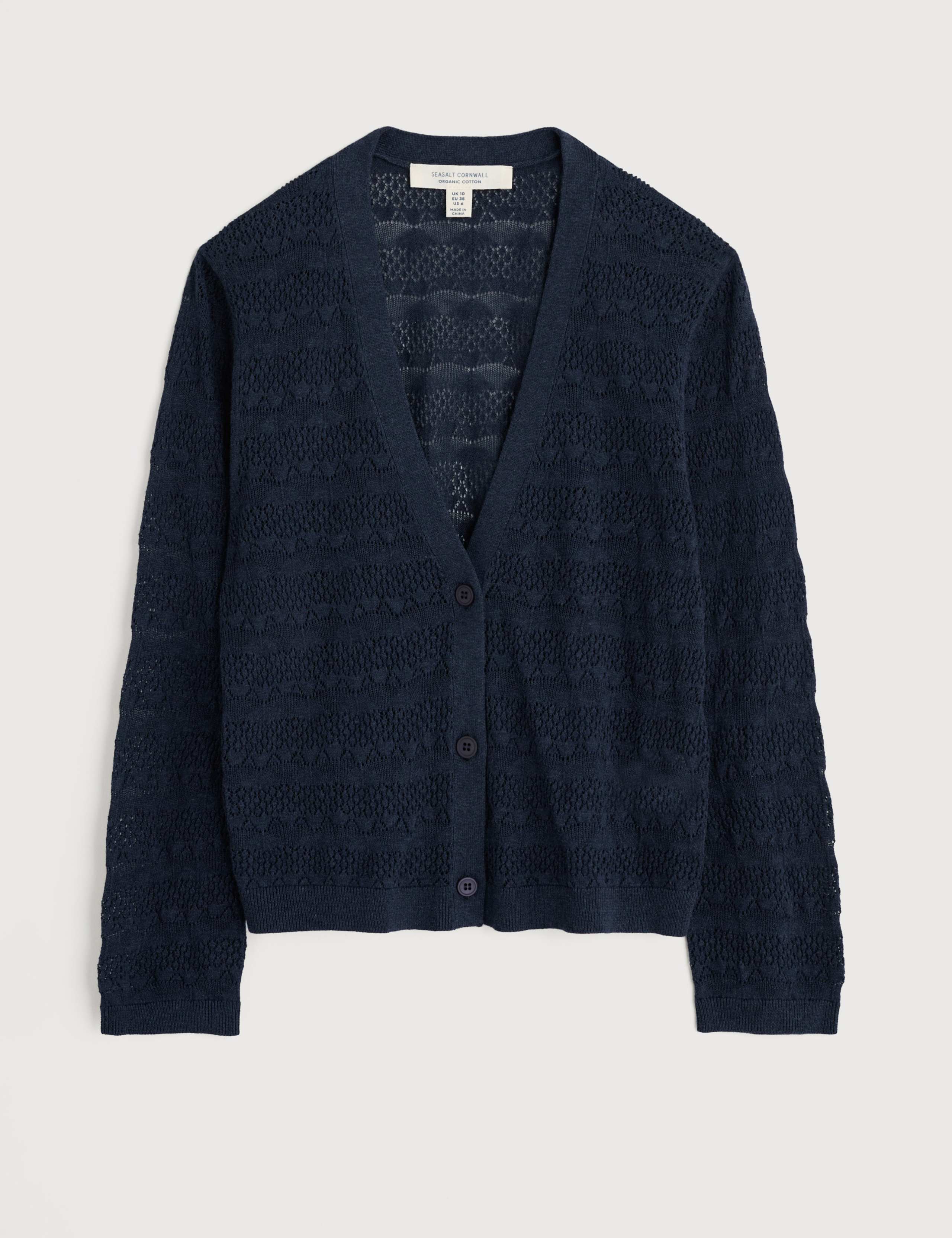 Pure Cotton Textured V-Neck Cardigan 2 of 4