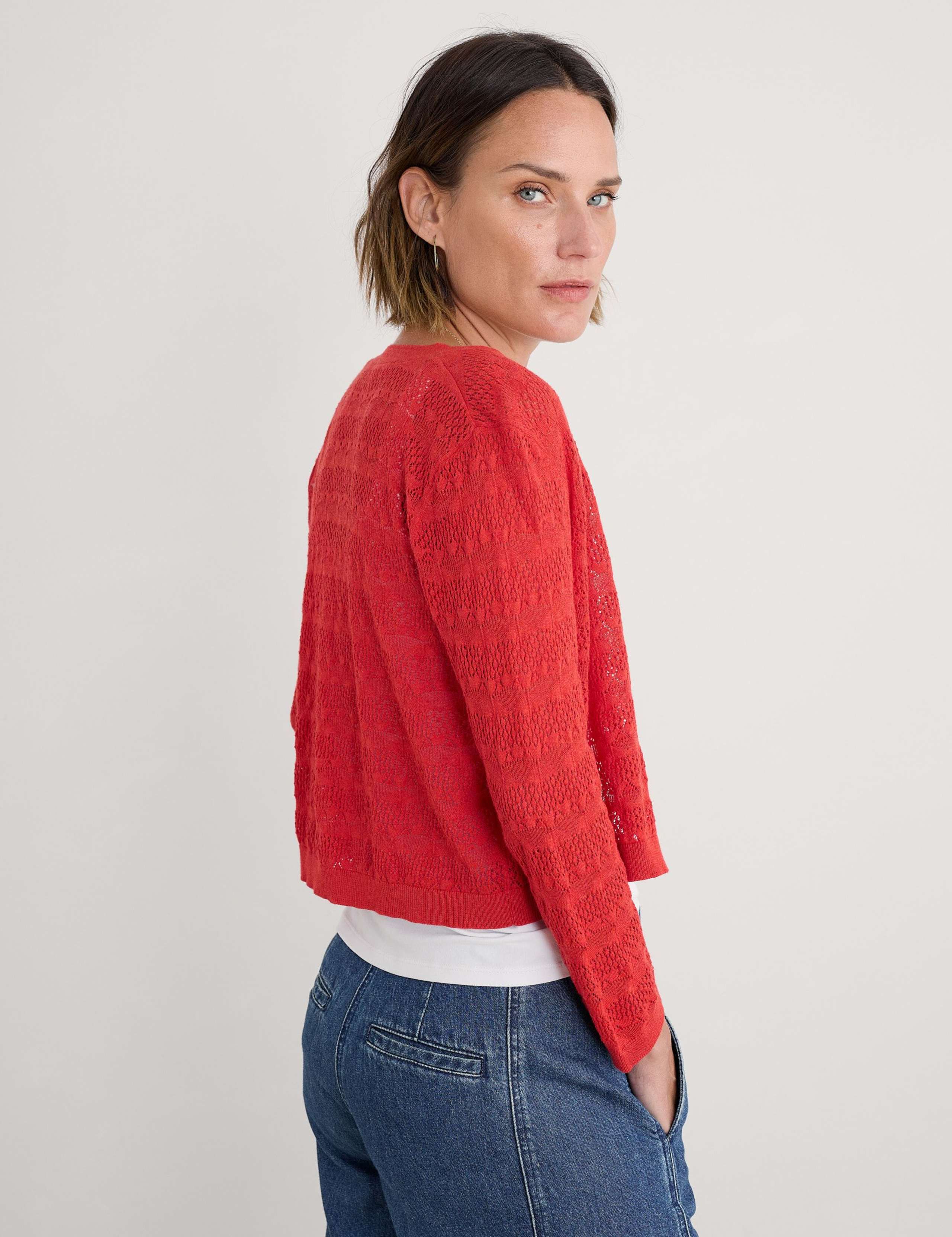 Pure Cotton Textured V-Neck Cardigan 3 of 4