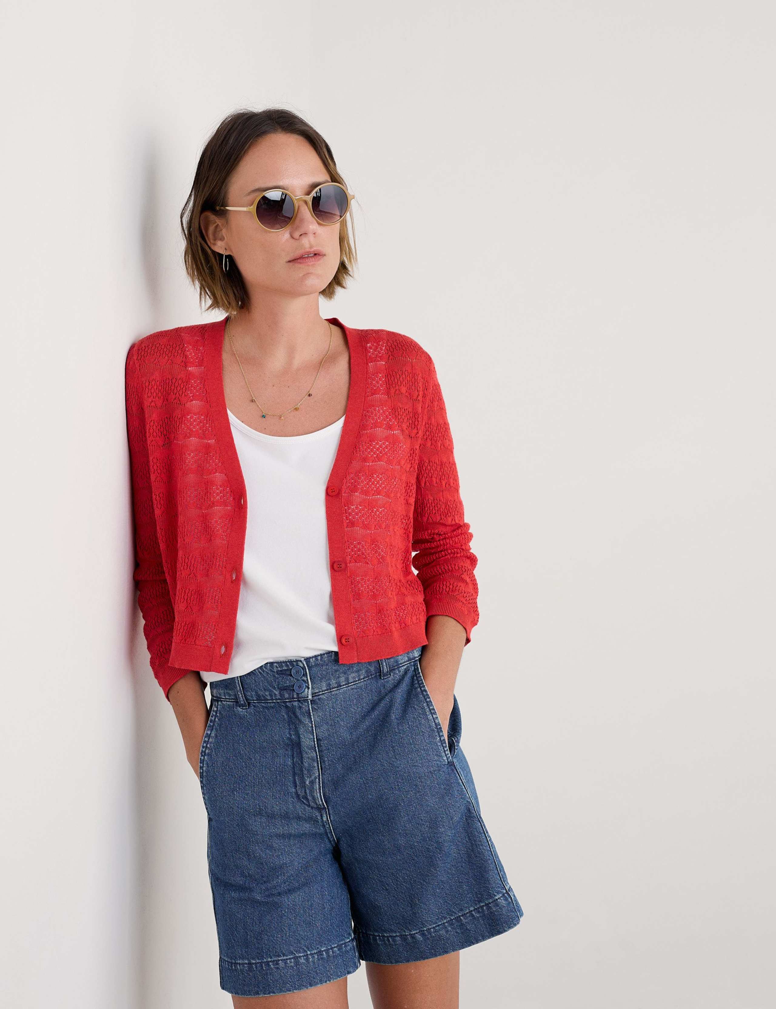 Pure Cotton Textured V-Neck Cardigan 4 of 4