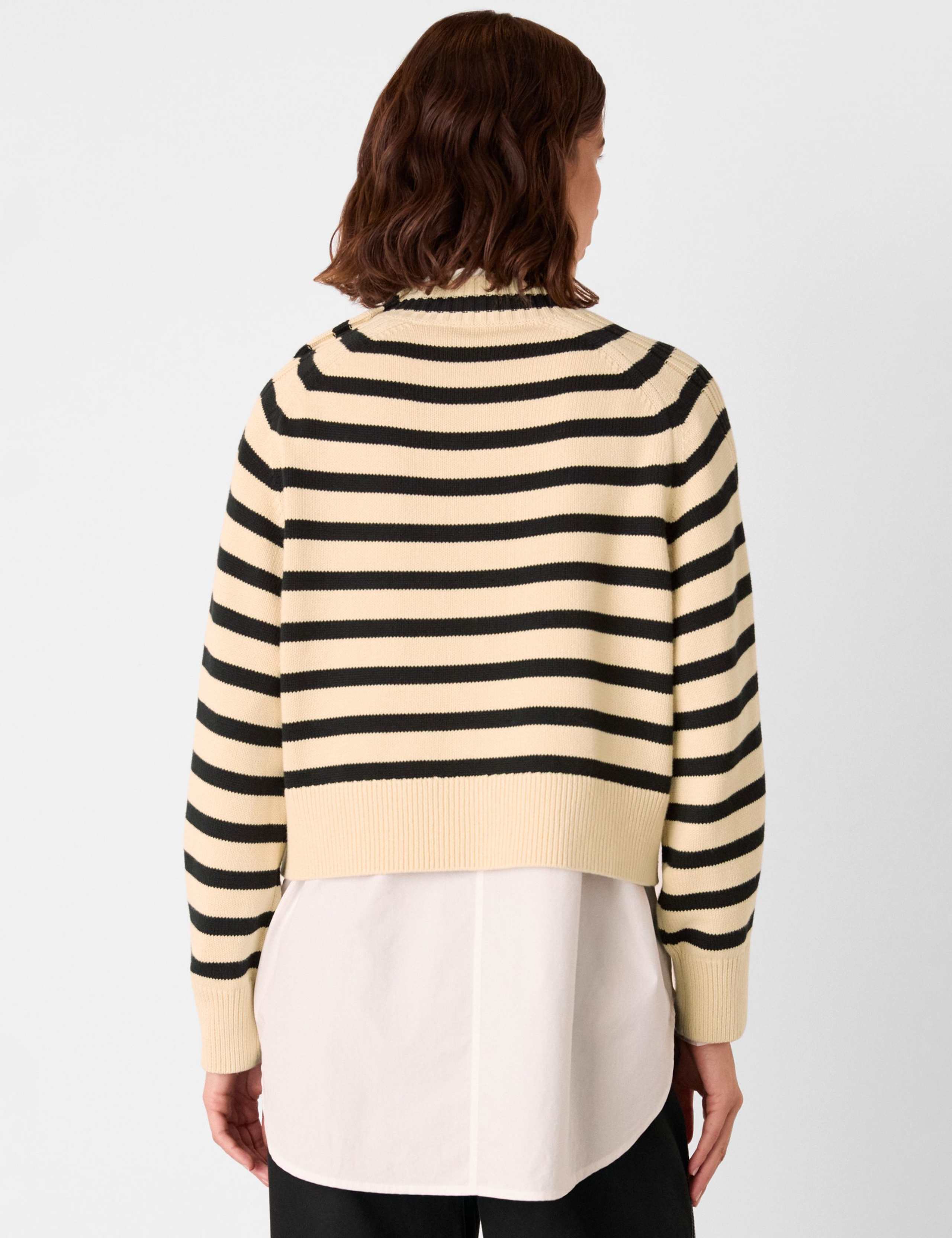 Pure Cotton Striped High Neck Jumper 3 of 4