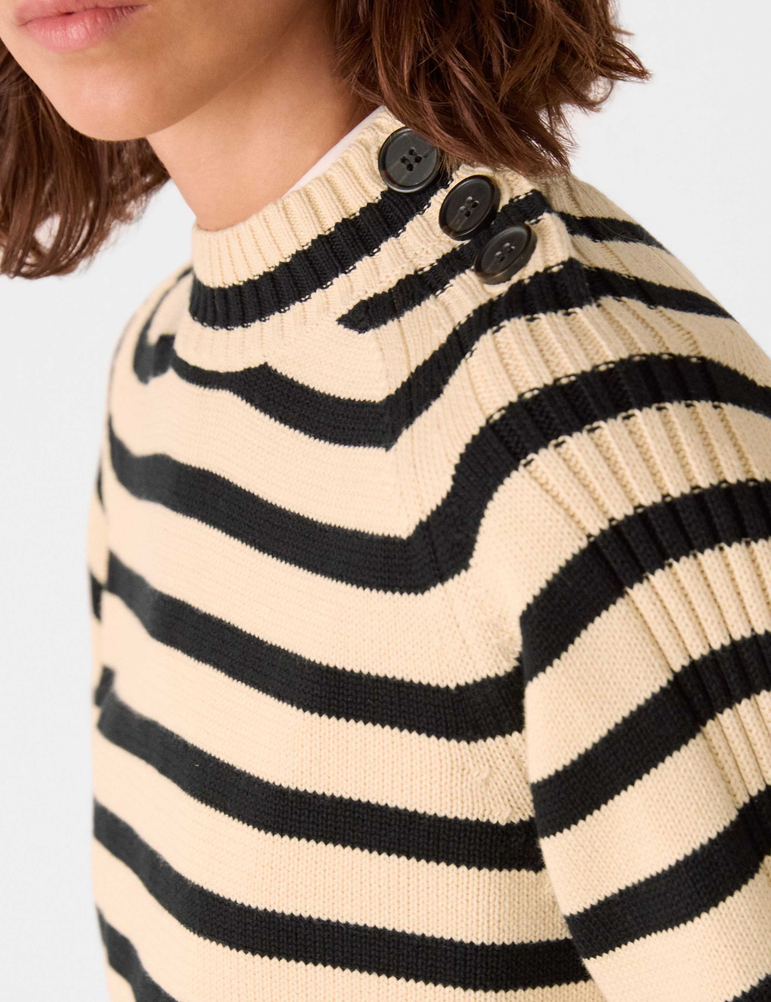 Pure Cotton Striped High Neck Jumper 4 of 4