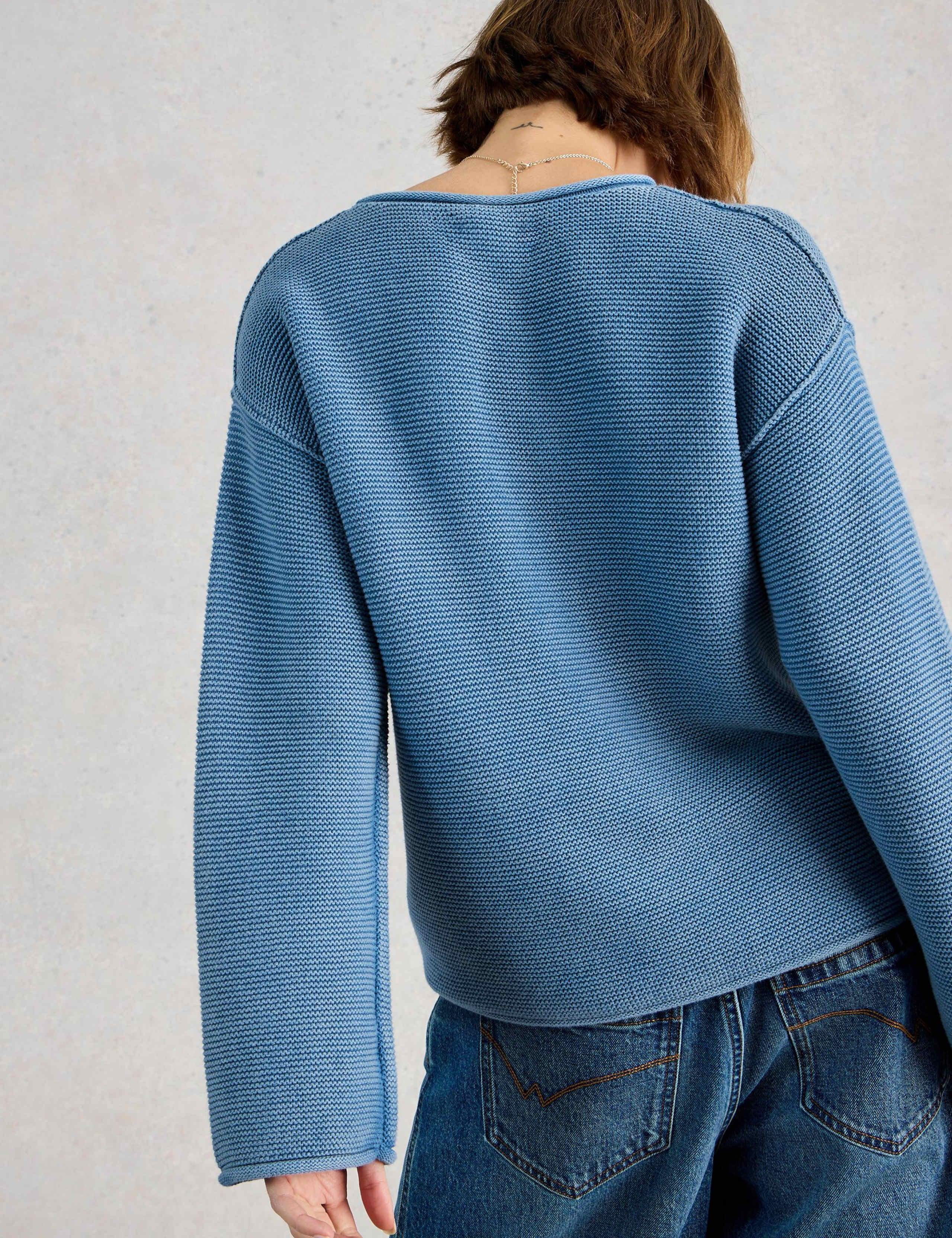 Pure Cotton Textured Crew Neck Jumper 4 of 6
