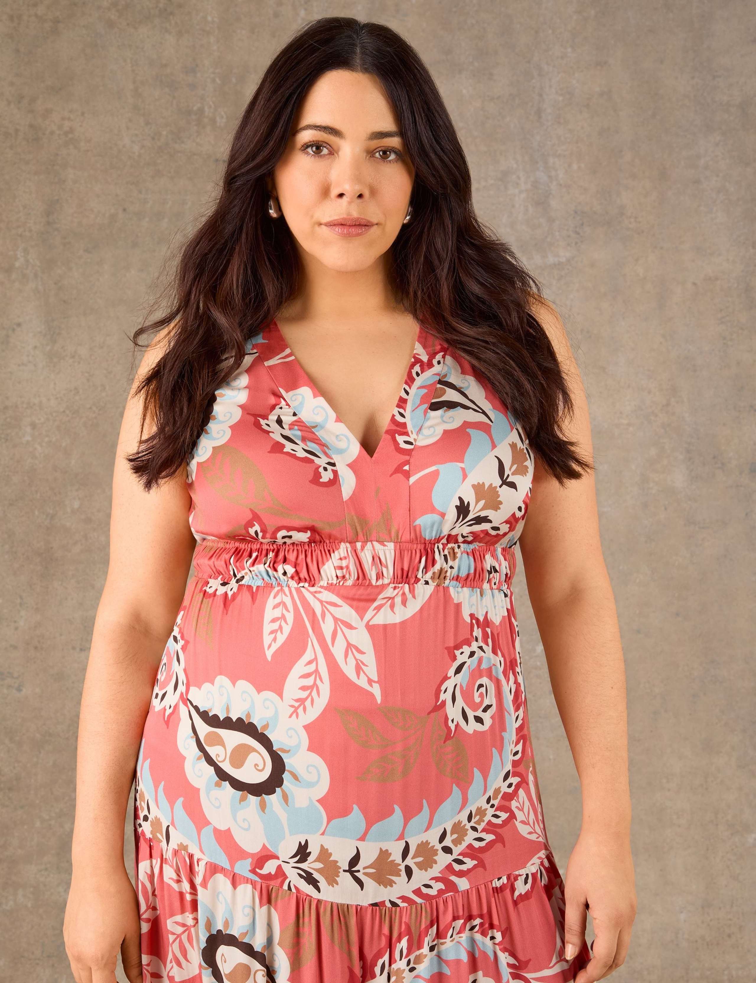 Paisley V-Neck Maxi Tiered Dress 3 of 4