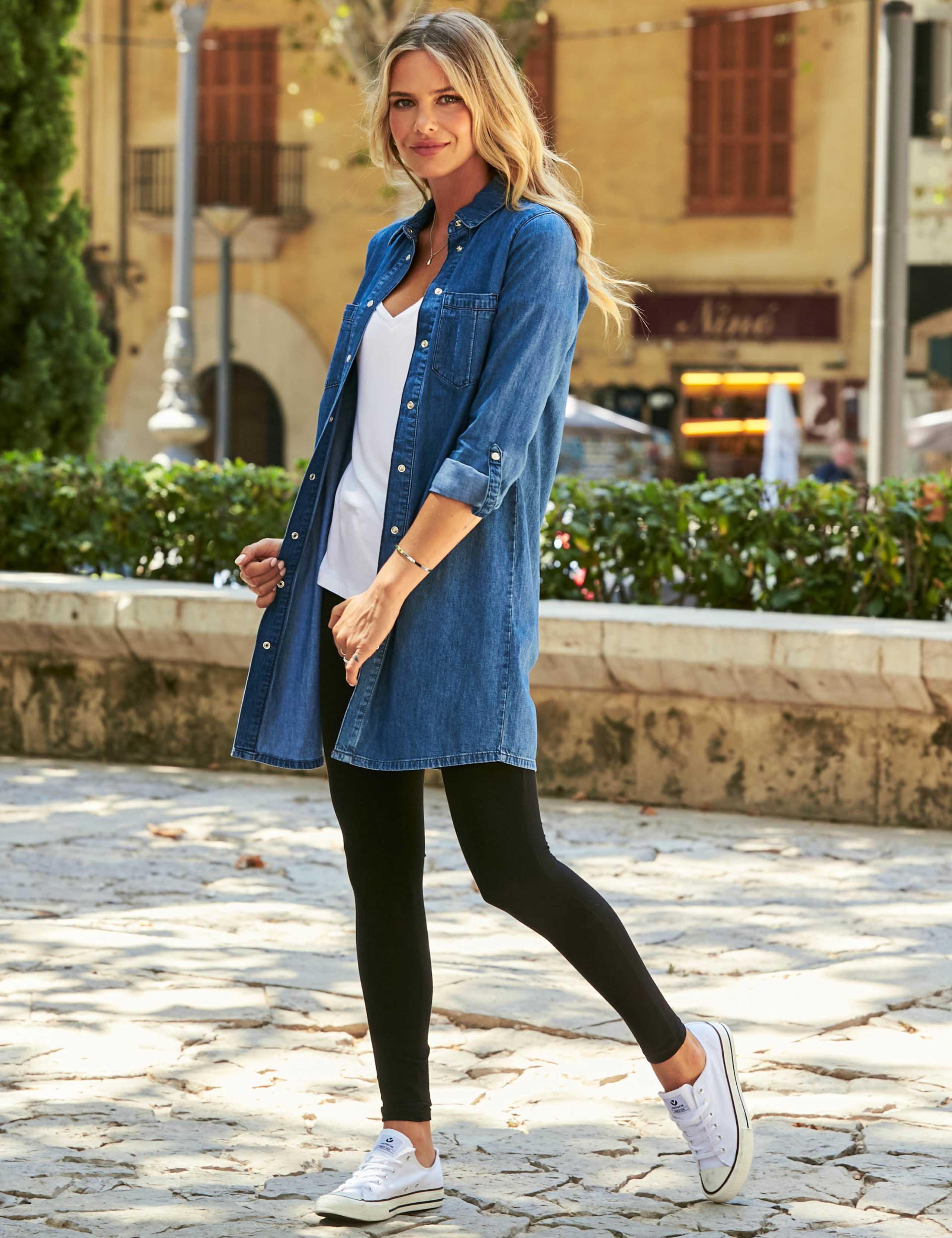 Denim Collared Relaxed Longline Shirt 4 of 6