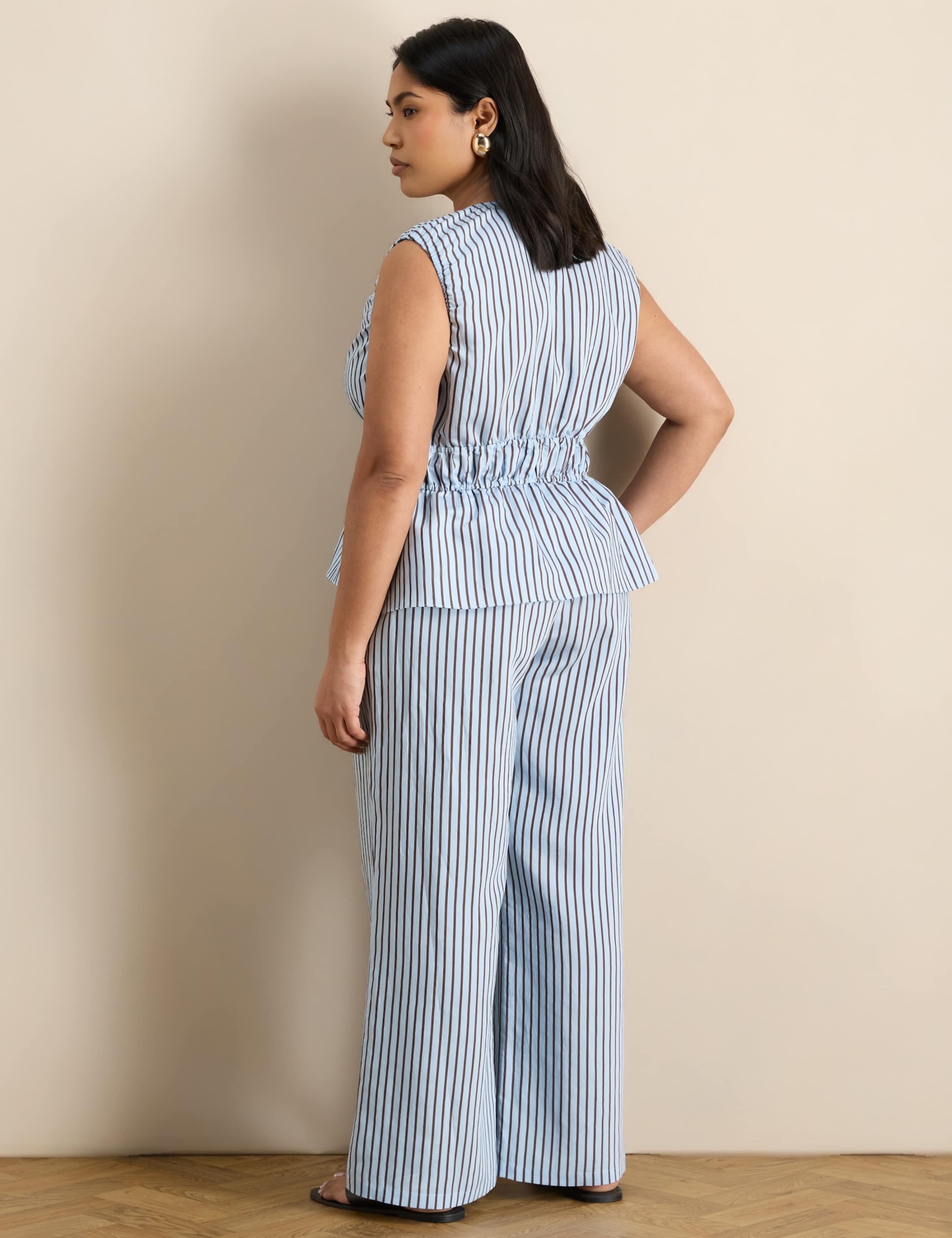 Modal Rich Striped V-Neck Peplum Top 3 of 6