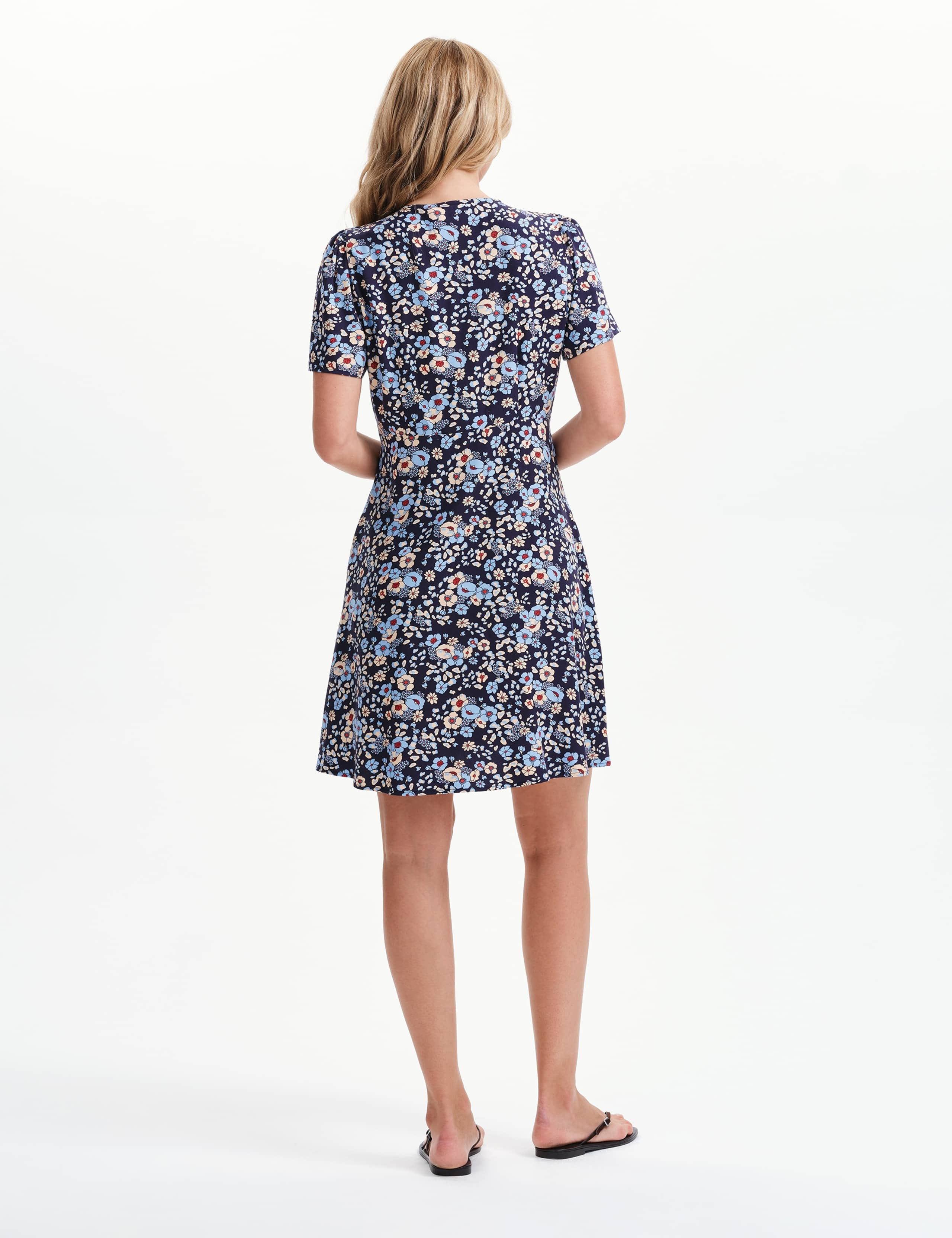 Floral V-Neck Empire Line Mini Waisted Dress 2 of 5