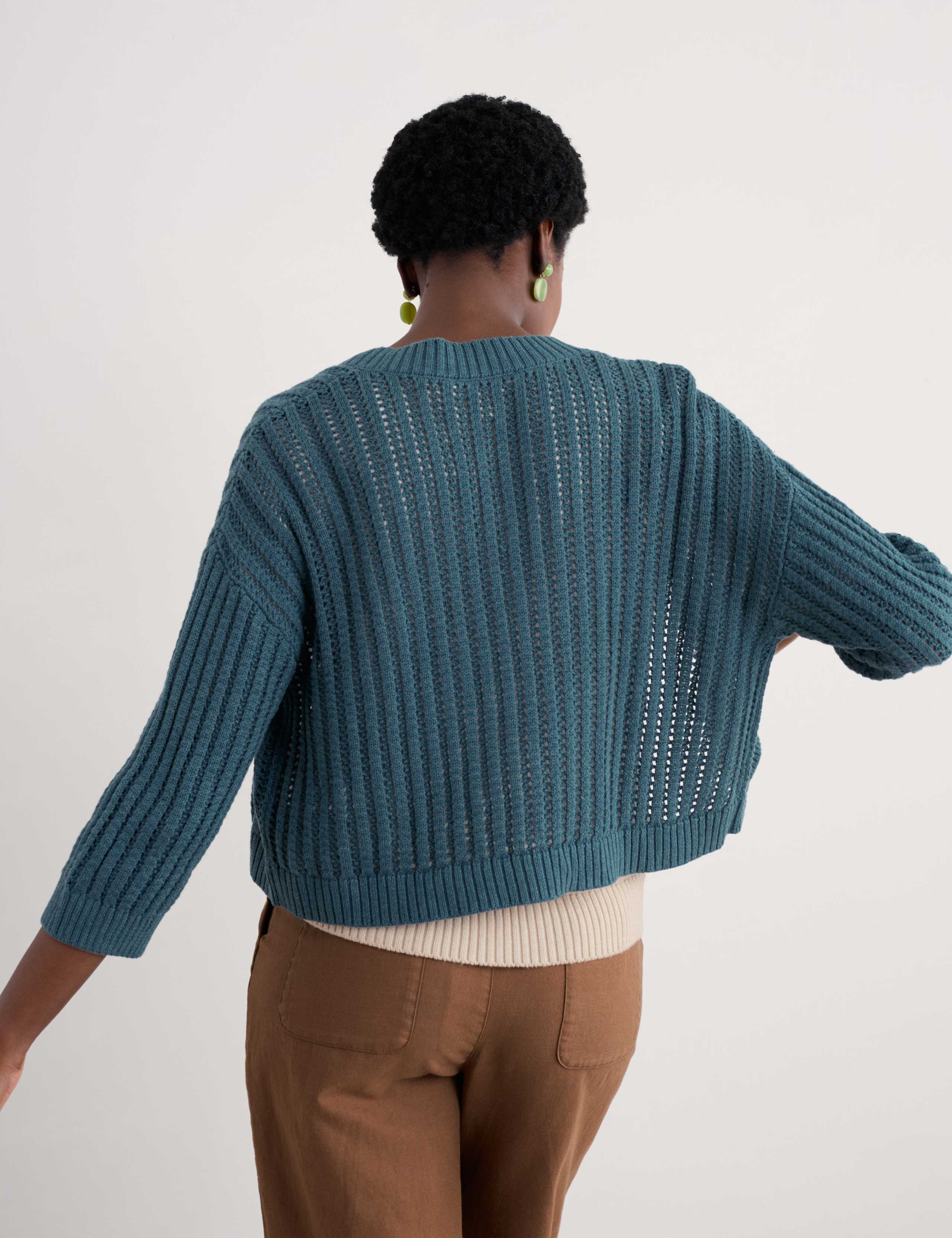 Pure Cotton Ribbed Edge to Edge Cardigan 4 of 4