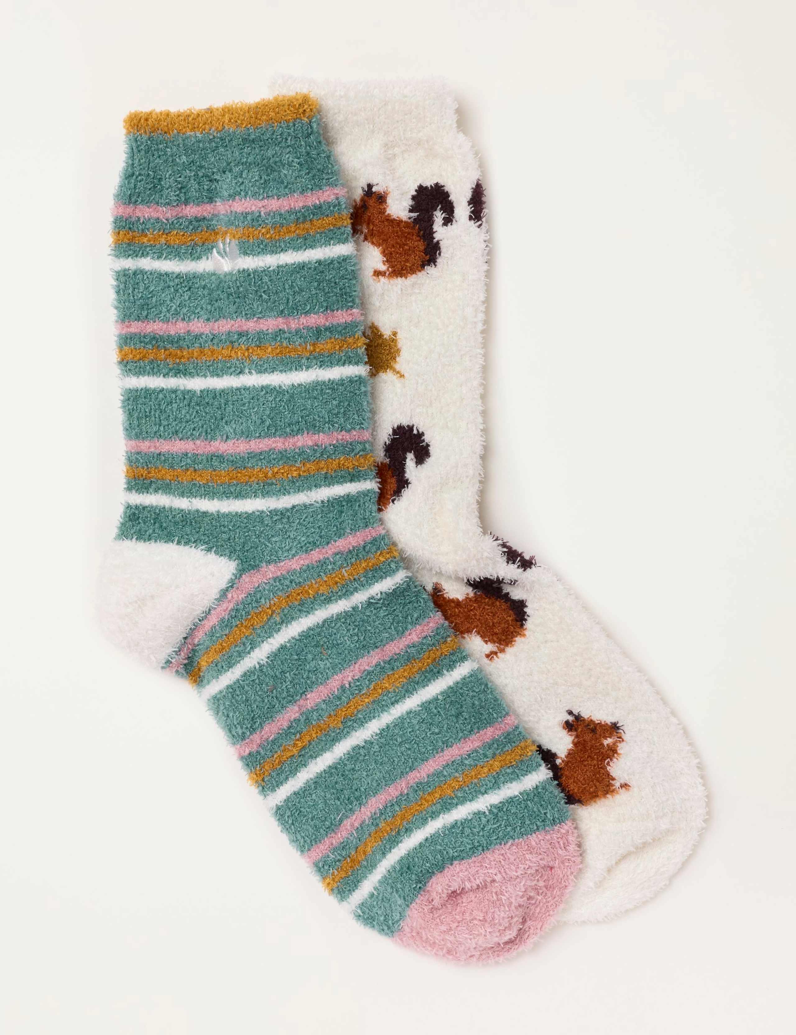 2 Pack Squirrel Striped Fluffy Socks 2 of 3